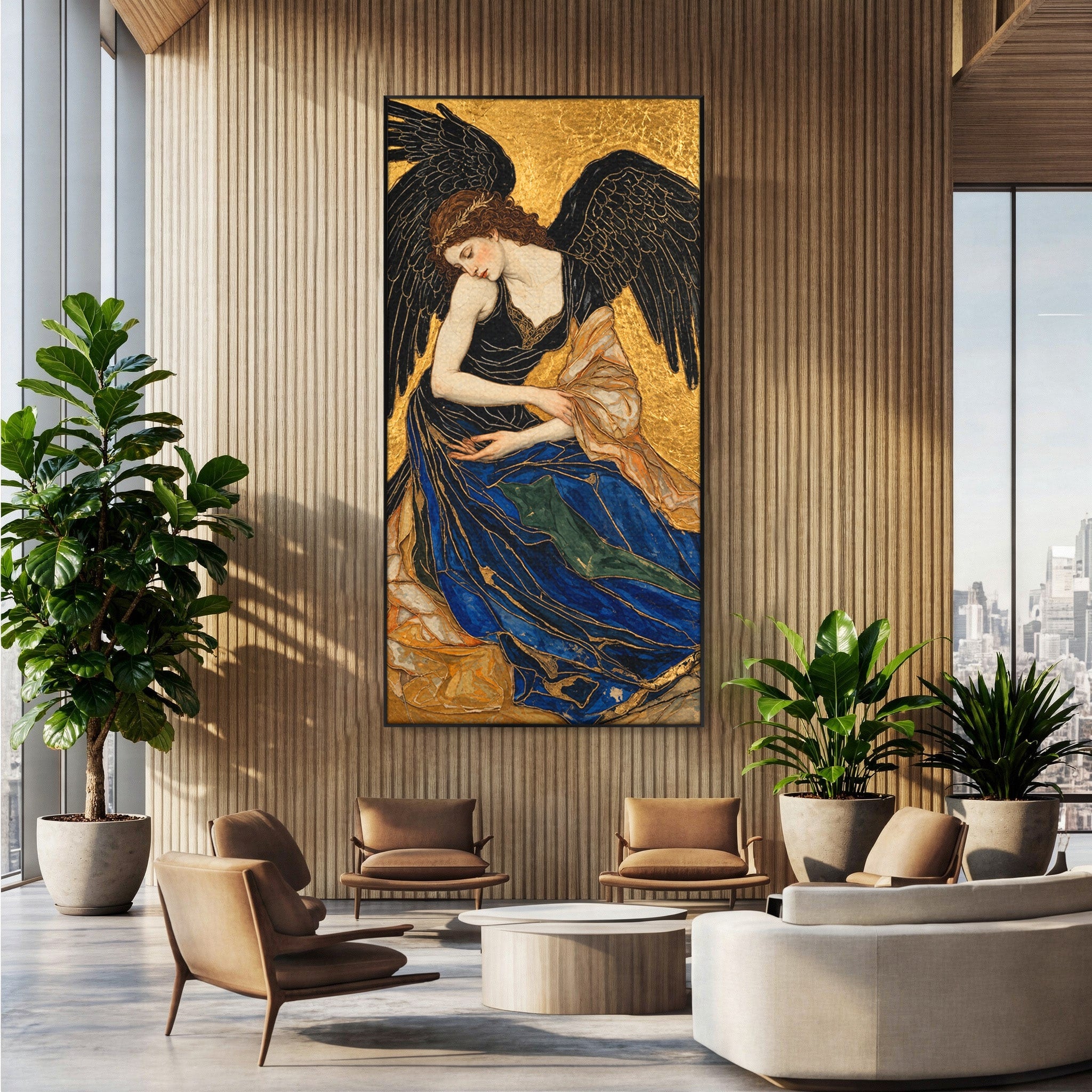 Tablou Canvas Premium LuxCanva® U1136, Inger Medieval Cu Aripi Negre,  Mistic, Eleganta, Inger, Aripi, Dormitor, Culori Vibrante