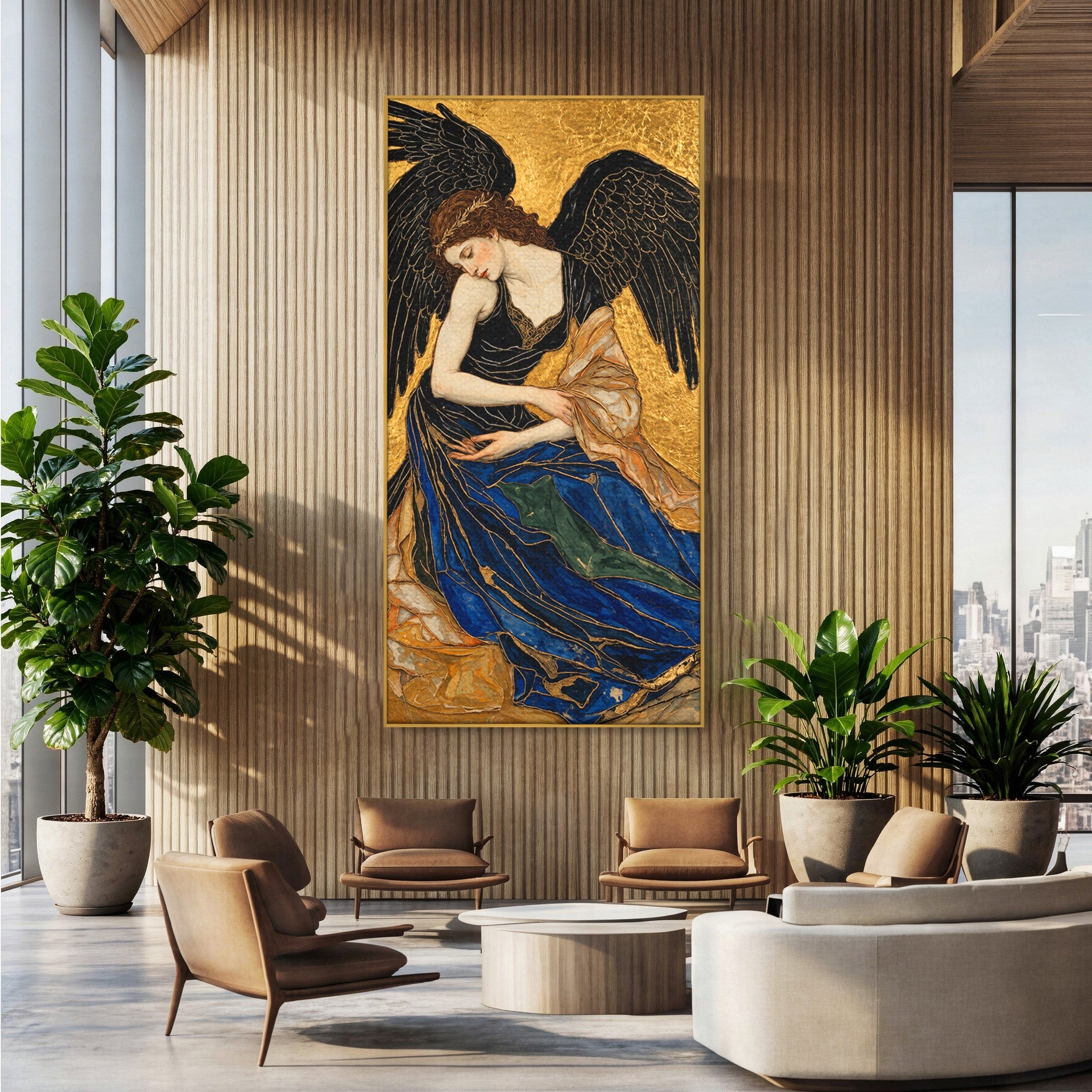 Tablou Canvas Premium LuxCanva® U1136, Inger Medieval Cu Aripi Negre,  Mistic, Eleganta, Inger, Aripi, Dormitor, Culori Vibrante