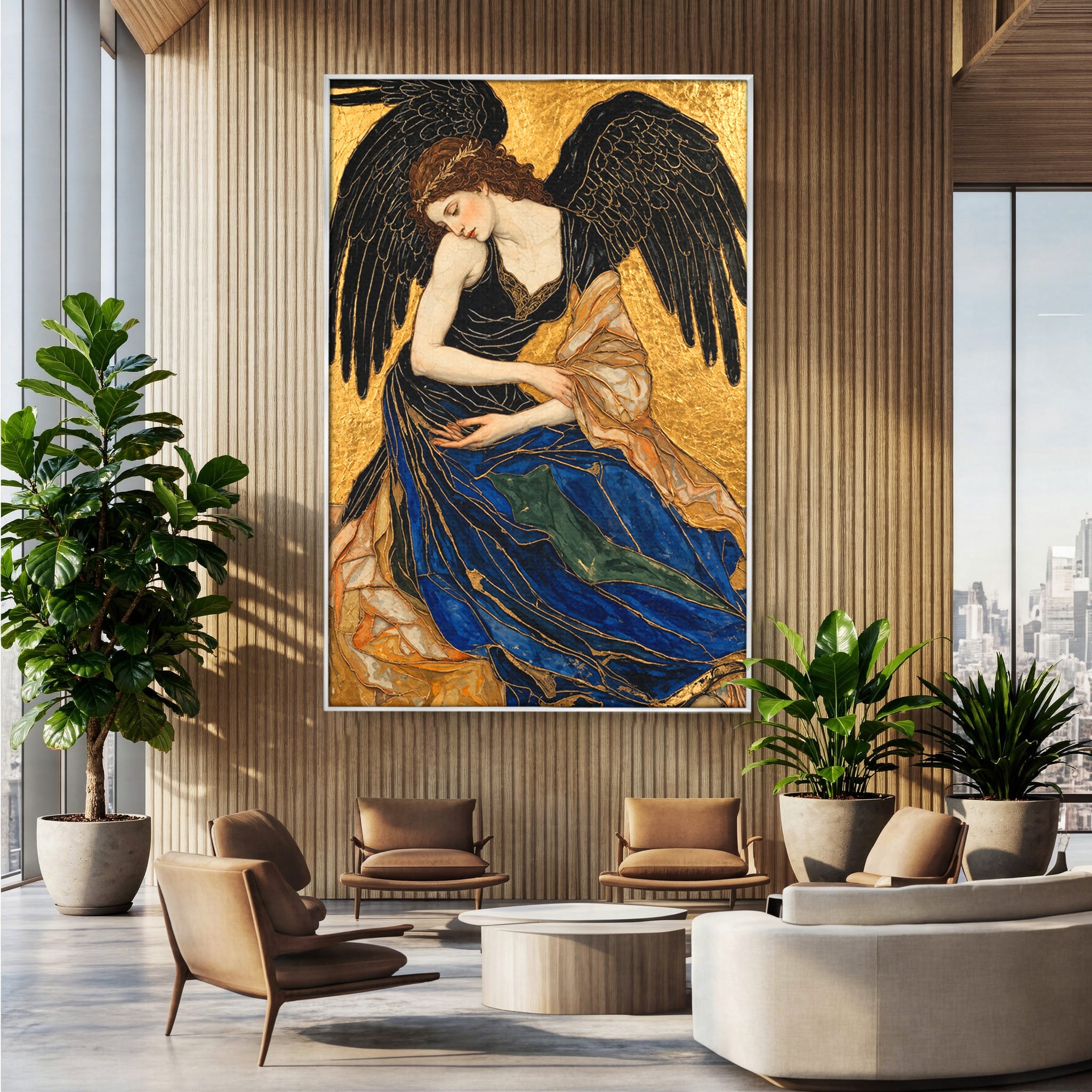Tablou Canvas Premium LuxCanva® U1136, Inger Medieval Cu Aripi Negre,  Mistic, Eleganta, Inger, Aripi, Dormitor, Culori Vibrante