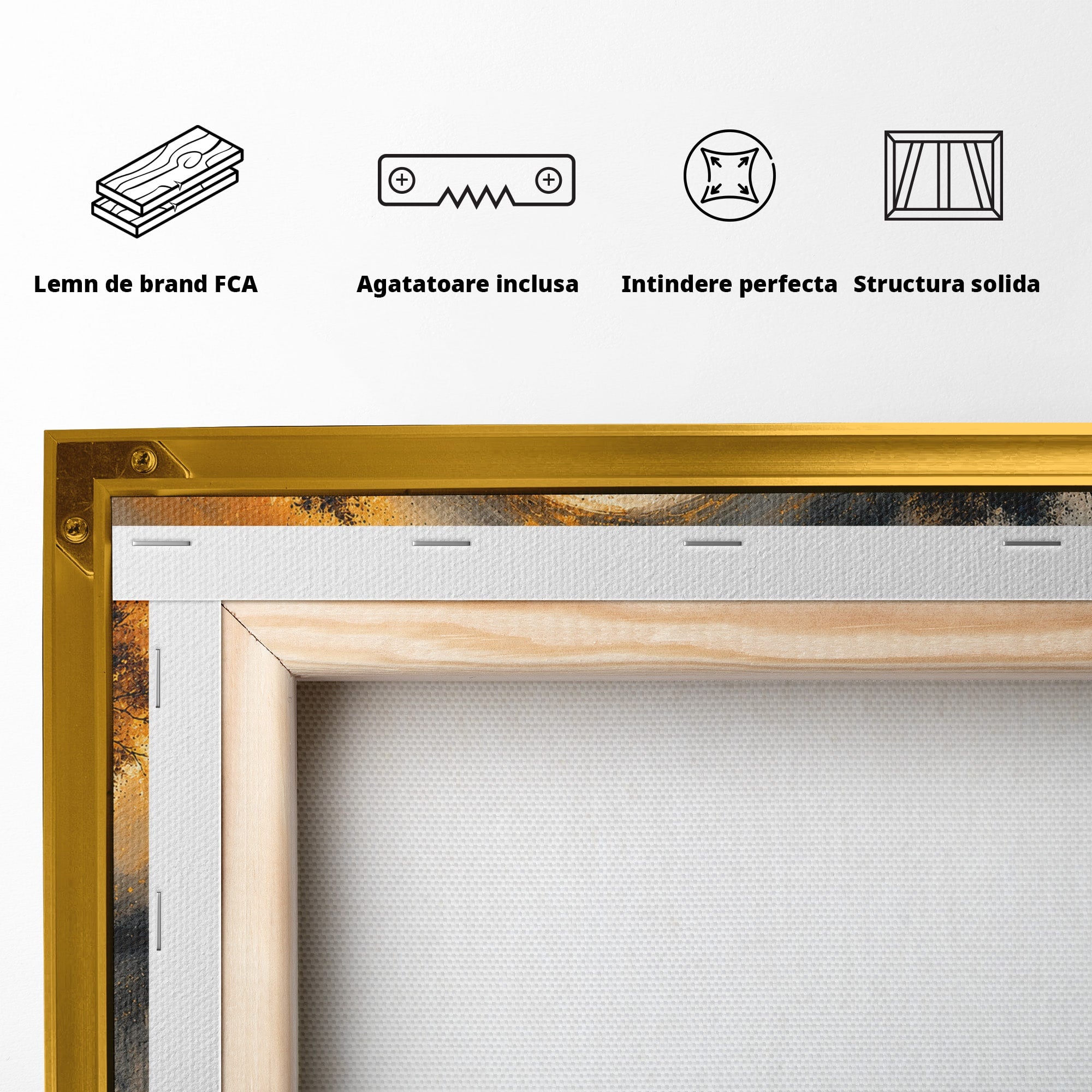 Tablou Canvas Premium LuxCanva® U1137, Copaci Sub Luna Plina, Noapte, Mister, Copaci, Luna, Living, Culori Vibrante