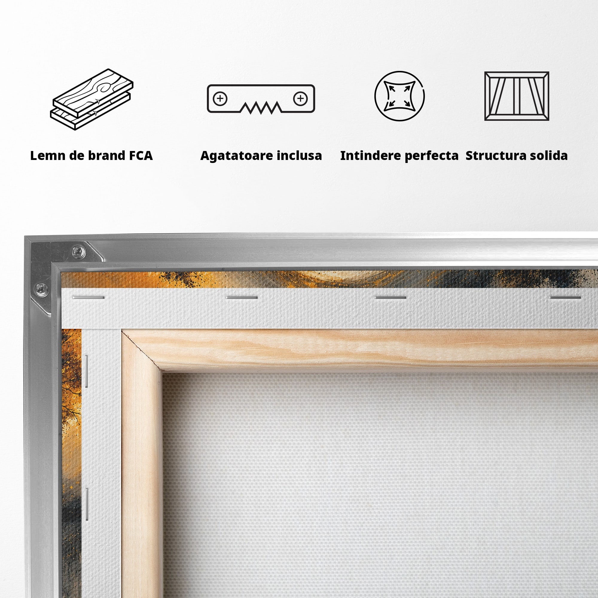 Tablou Canvas Premium LuxCanva® U1137, Copaci Sub Luna Plina, Noapte, Mister, Copaci, Luna, Living, Culori Vibrante