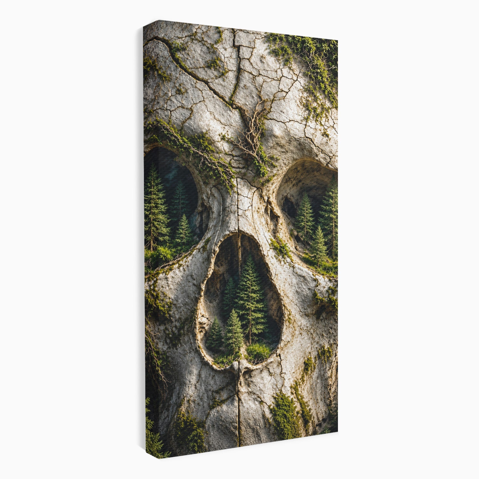 Tablou Canvas Premium LuxCanva® U1140, Craniu Natural, Padure, Natura, Mister, Craniu, Living, Culori Vibrante