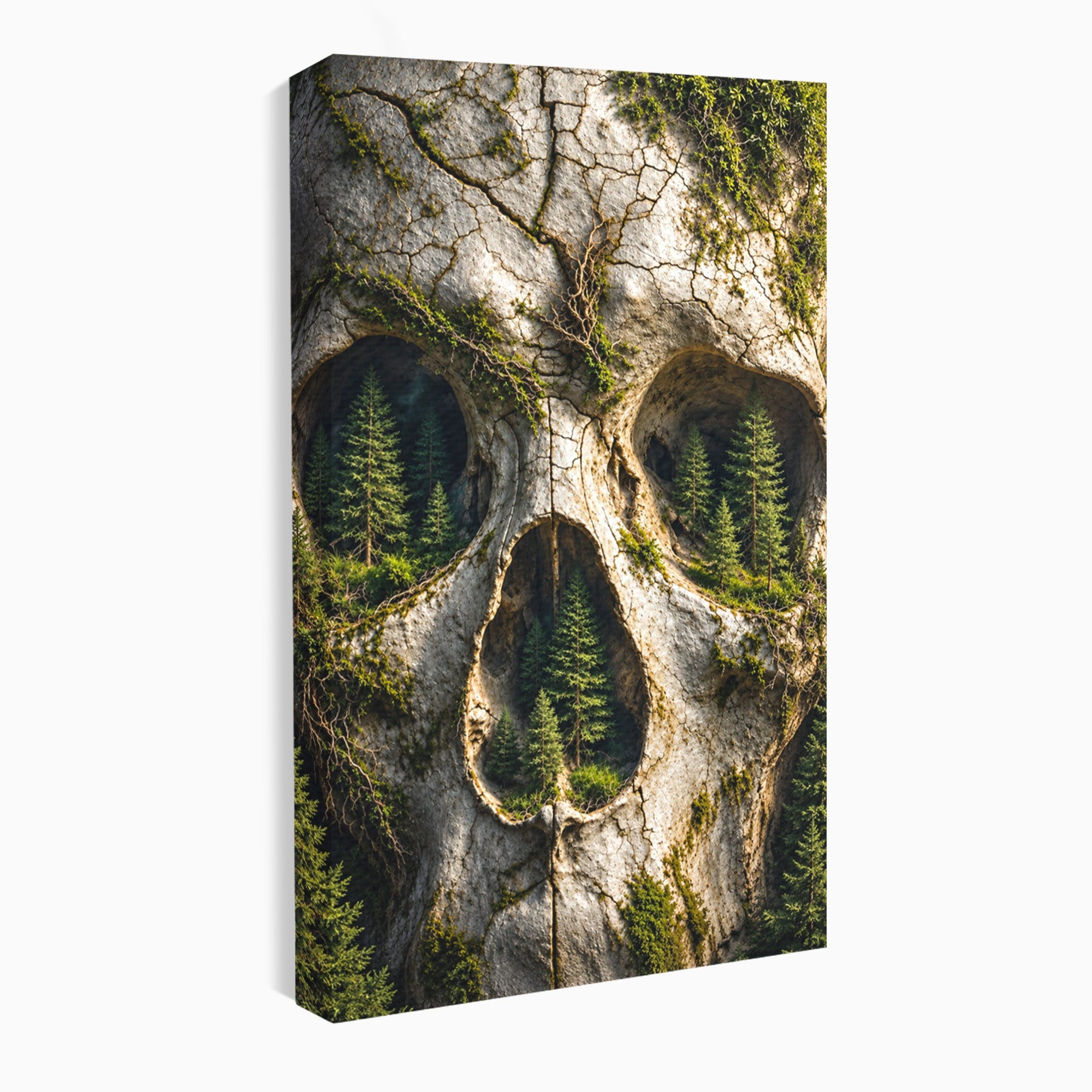 Tablou Canvas Premium LuxCanva® U1140, Craniu Natural, Padure, Natura, Mister, Craniu, Living, Culori Vibrante