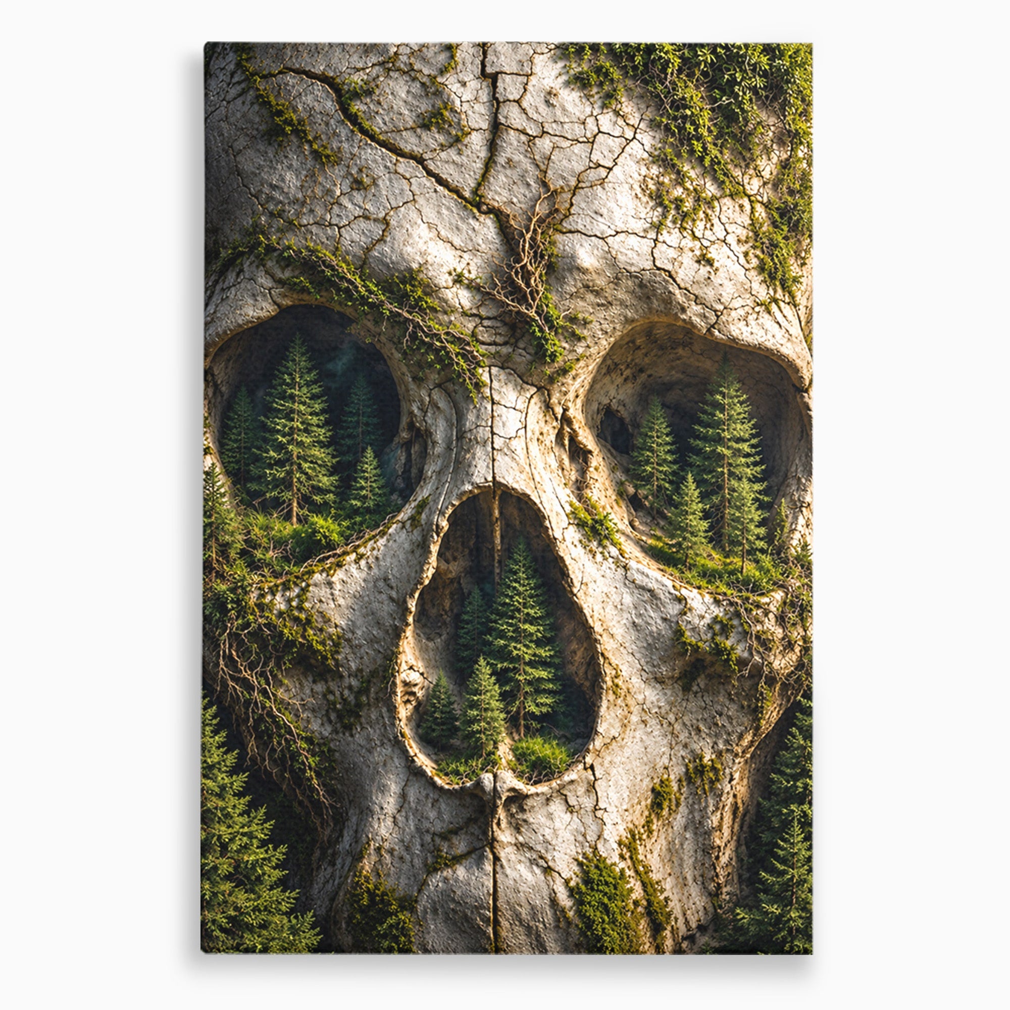 Tablou Canvas Premium LuxCanva® U1140, Craniu Natural, Padure, Natura, Mister, Craniu, Living, Culori Vibrante