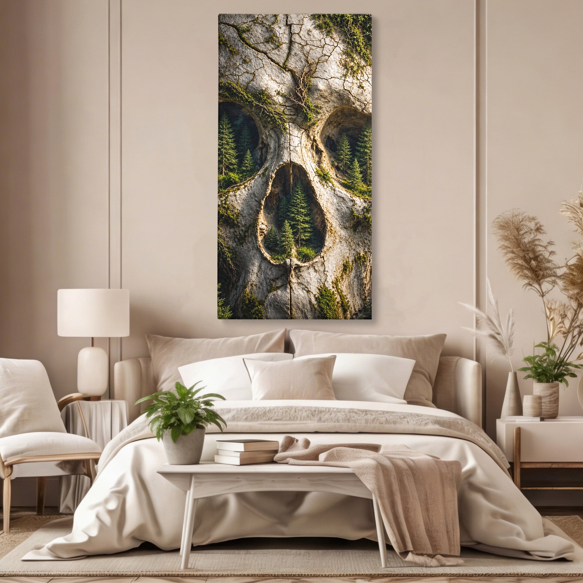 Tablou Canvas Premium LuxCanva® U1140, Craniu Natural, Padure, Natura, Mister, Craniu, Living, Culori Vibrante