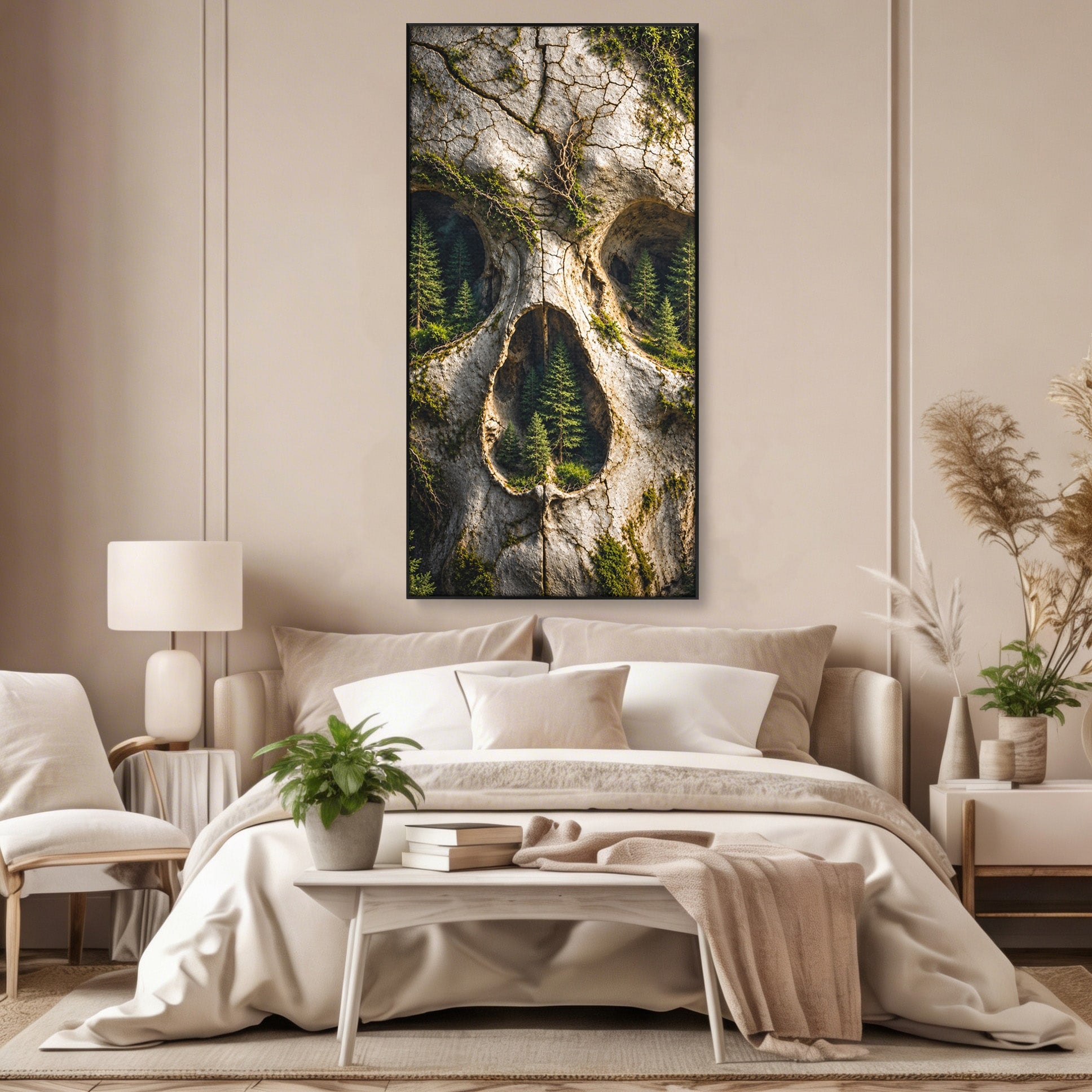 Tablou Canvas Premium LuxCanva® U1140, Craniu Natural, Padure, Natura, Mister, Craniu, Living, Culori Vibrante