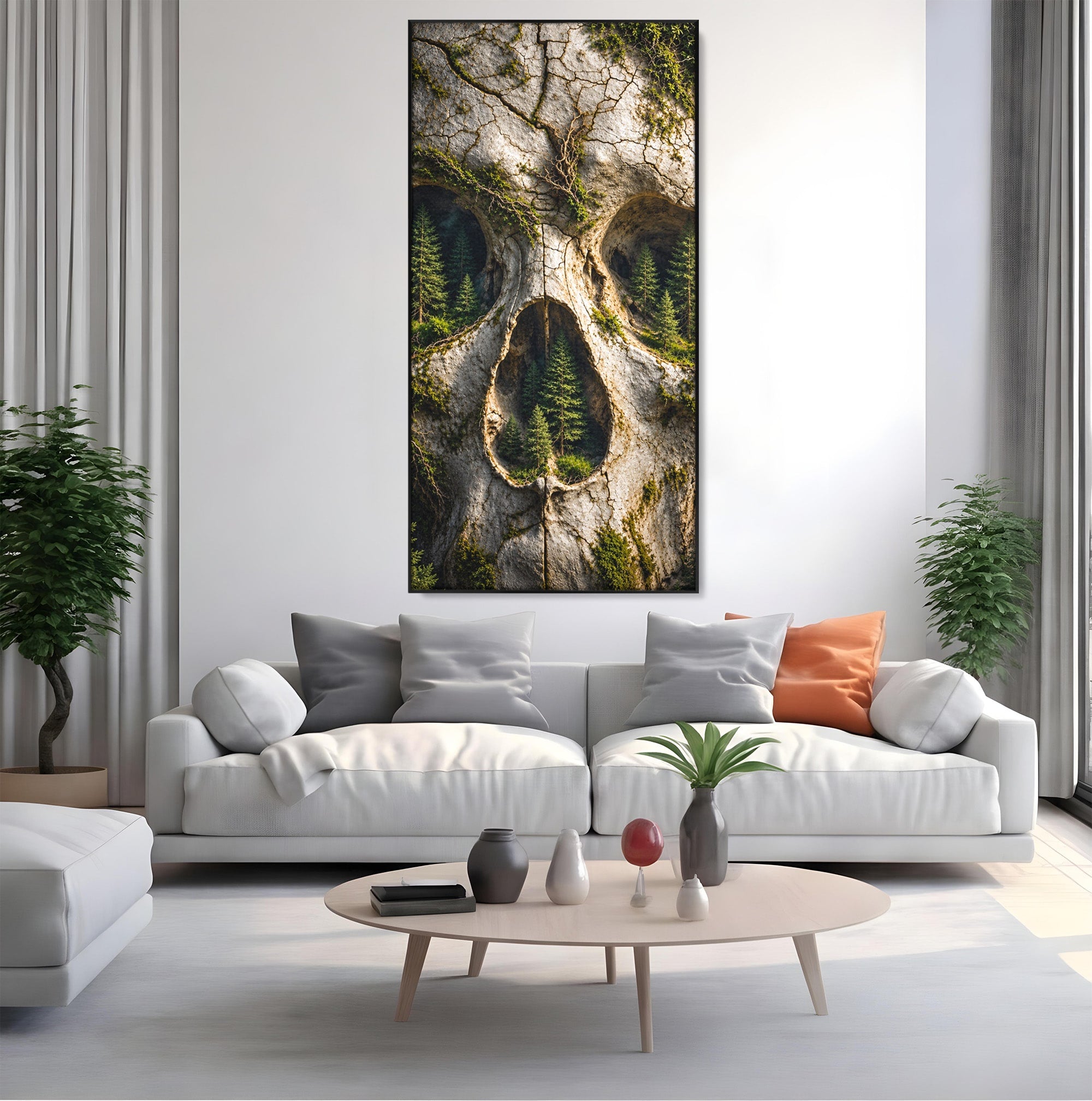 Tablou Canvas Premium LuxCanva® U1140, Craniu Natural, Padure, Natura, Mister, Craniu, Living, Culori Vibrante