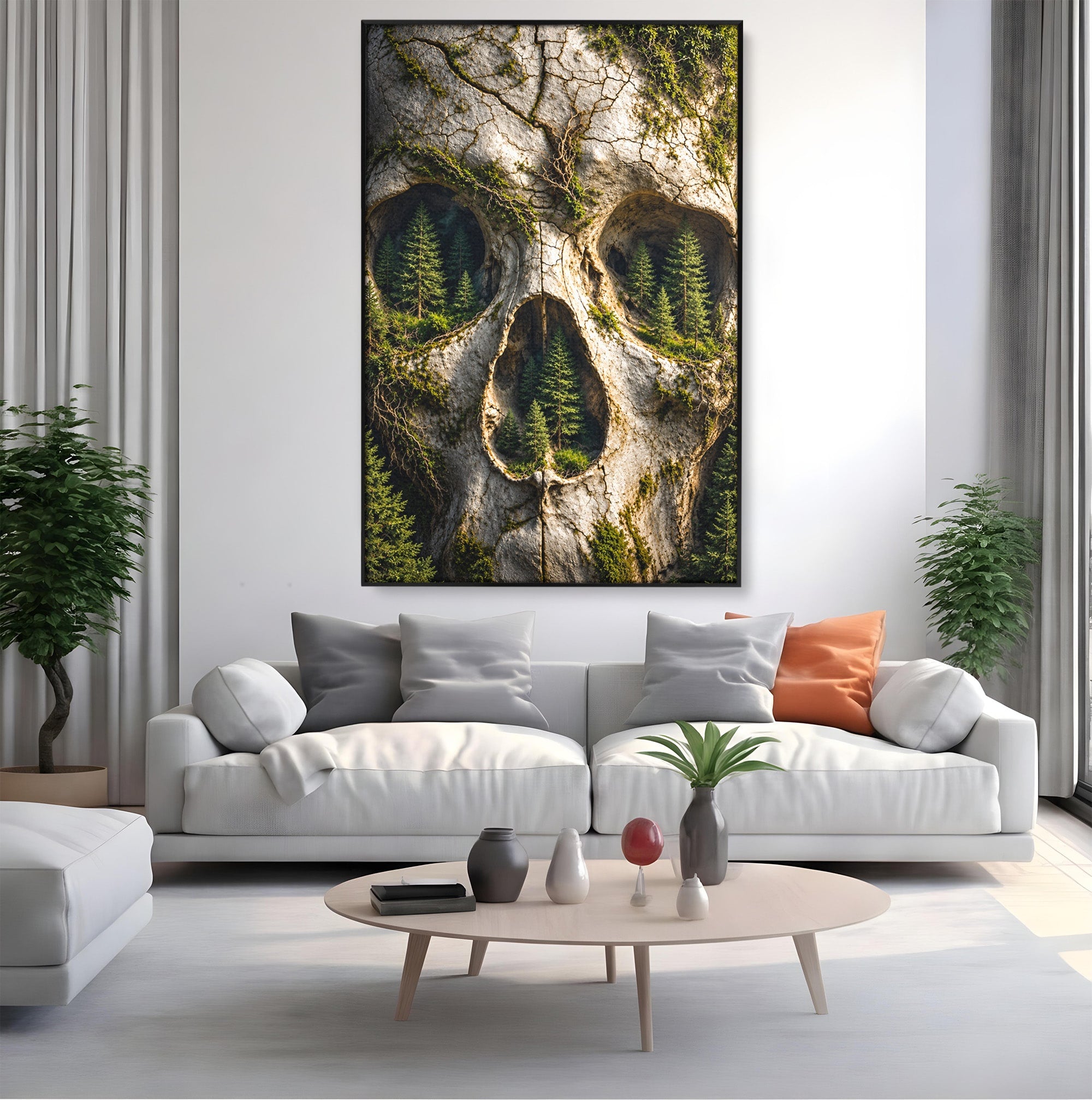 Tablou Canvas Premium LuxCanva® U1140, Craniu Natural, Padure, Natura, Mister, Craniu, Living, Culori Vibrante