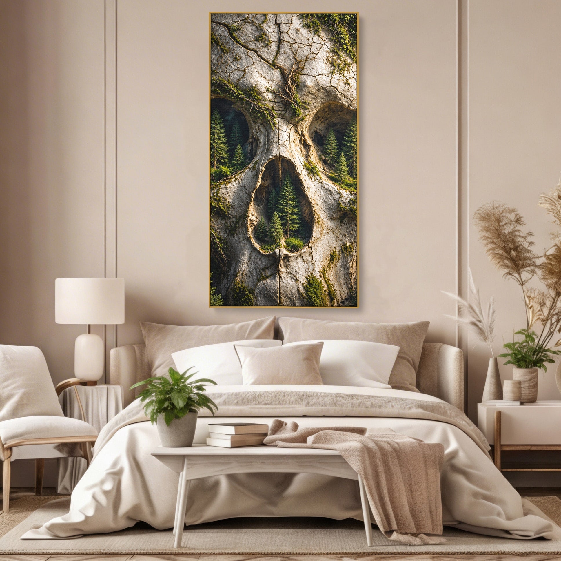 Tablou Canvas Premium LuxCanva® U1140, Craniu Natural, Padure, Natura, Mister, Craniu, Living, Culori Vibrante