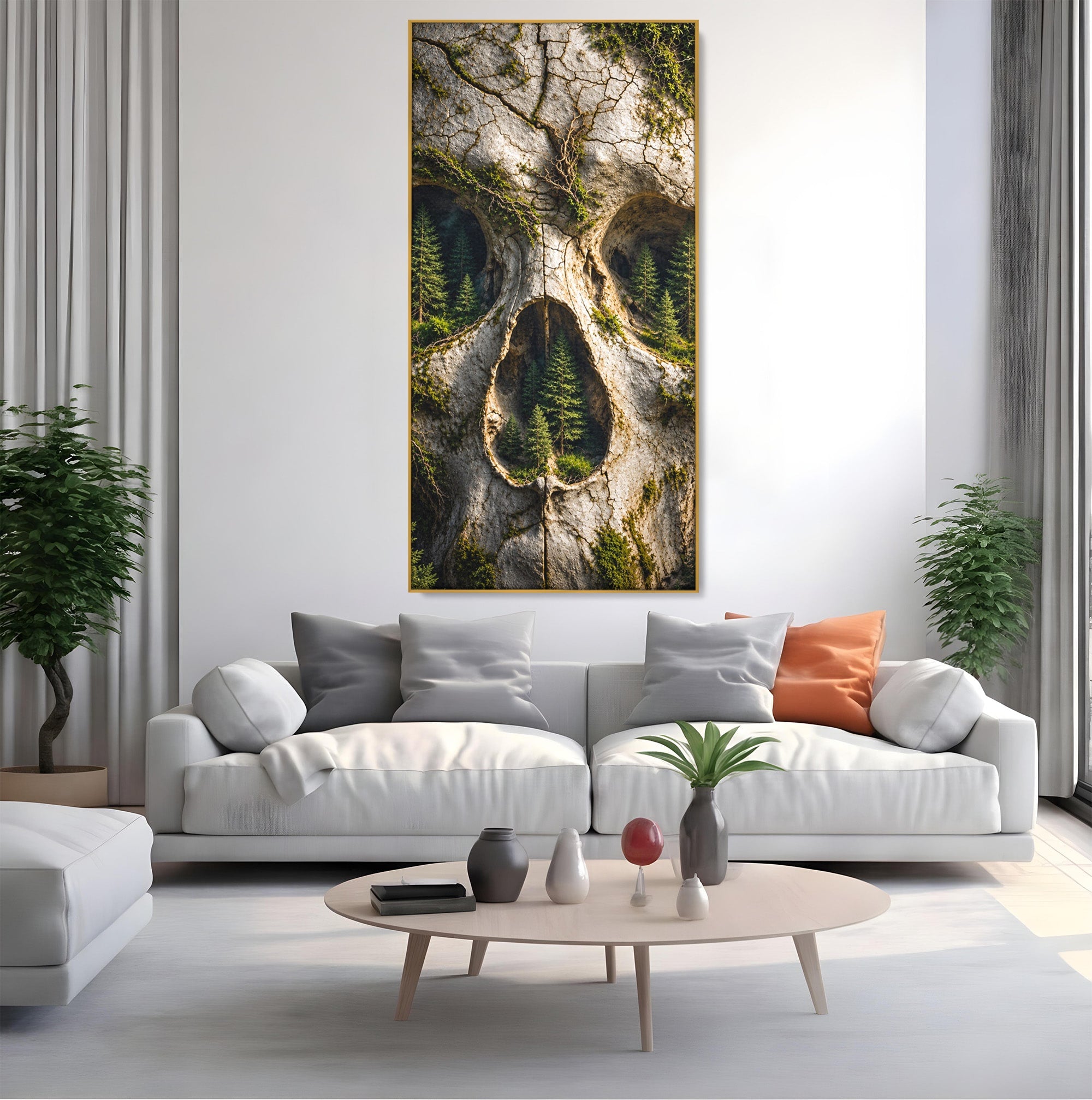 Tablou Canvas Premium LuxCanva® U1140, Craniu Natural, Padure, Natura, Mister, Craniu, Living, Culori Vibrante