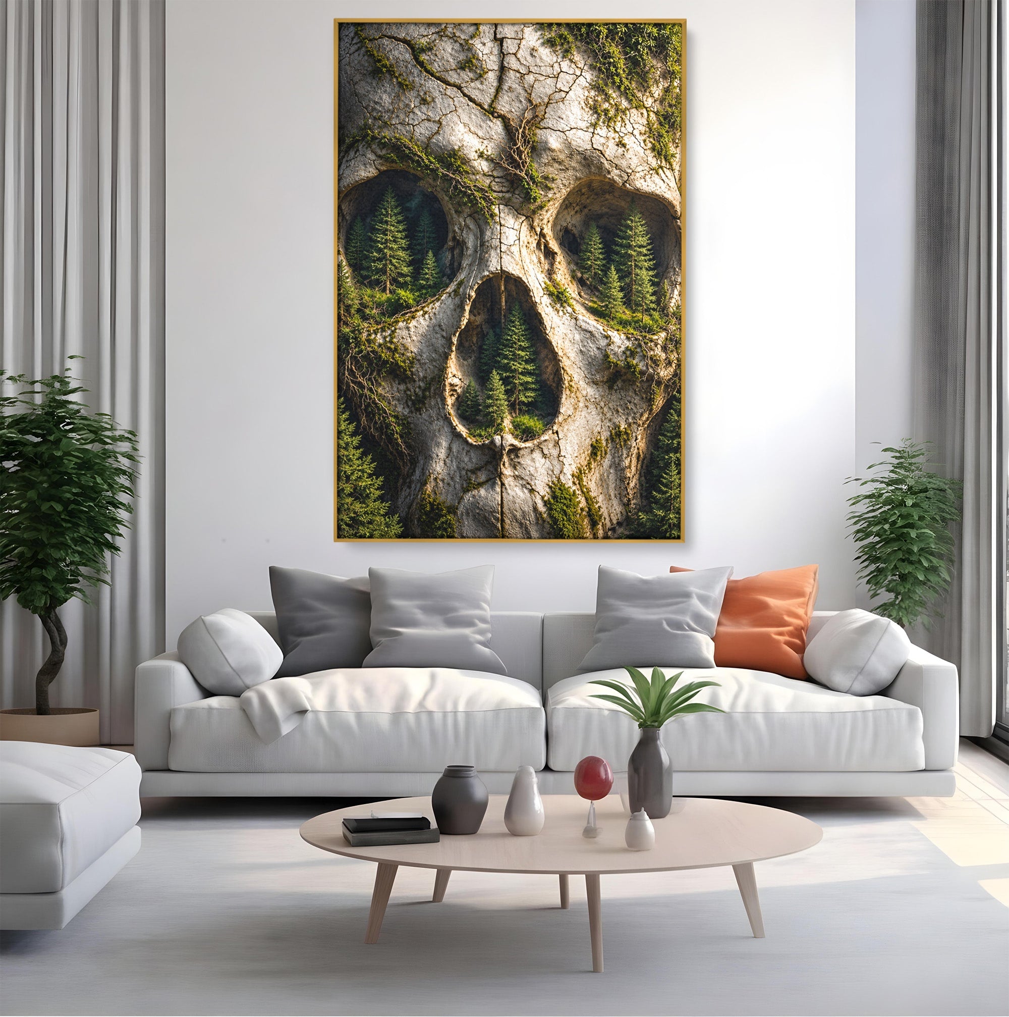 Tablou Canvas Premium LuxCanva® U1140, Craniu Natural, Padure, Natura, Mister, Craniu, Living, Culori Vibrante