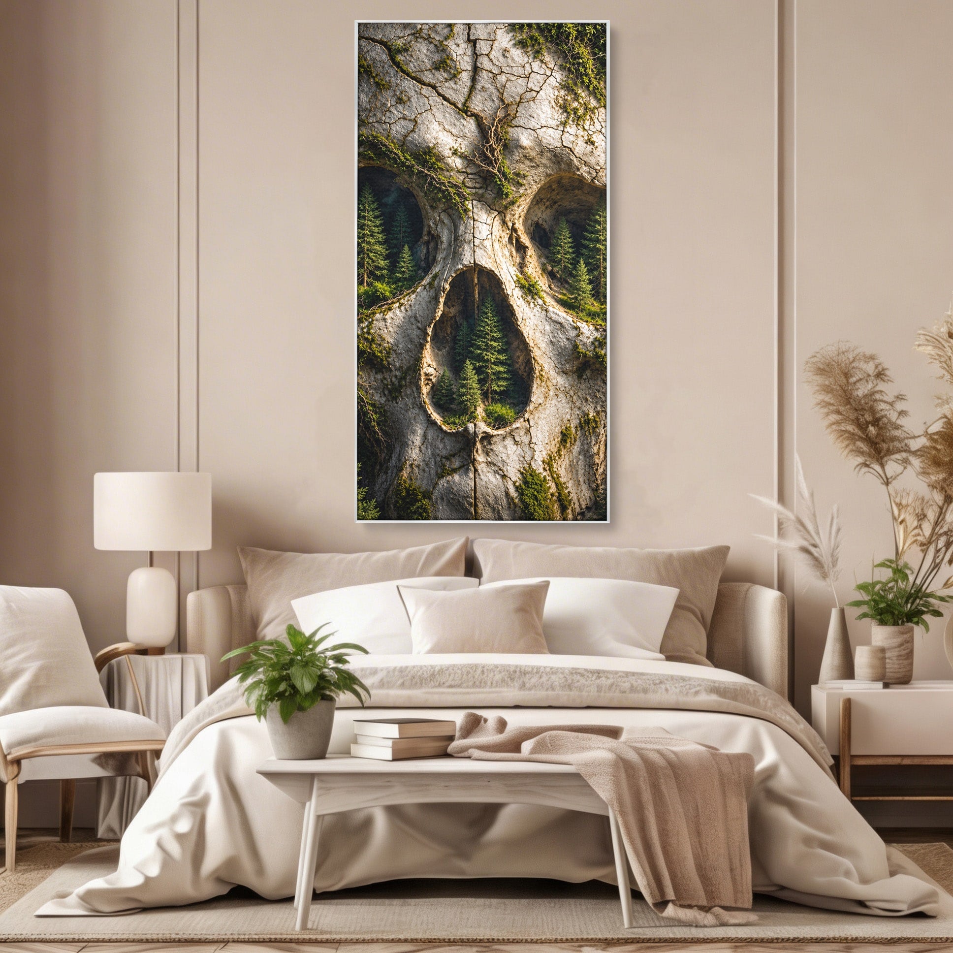 Tablou Canvas Premium LuxCanva® U1140, Craniu Natural, Padure, Natura, Mister, Craniu, Living, Culori Vibrante