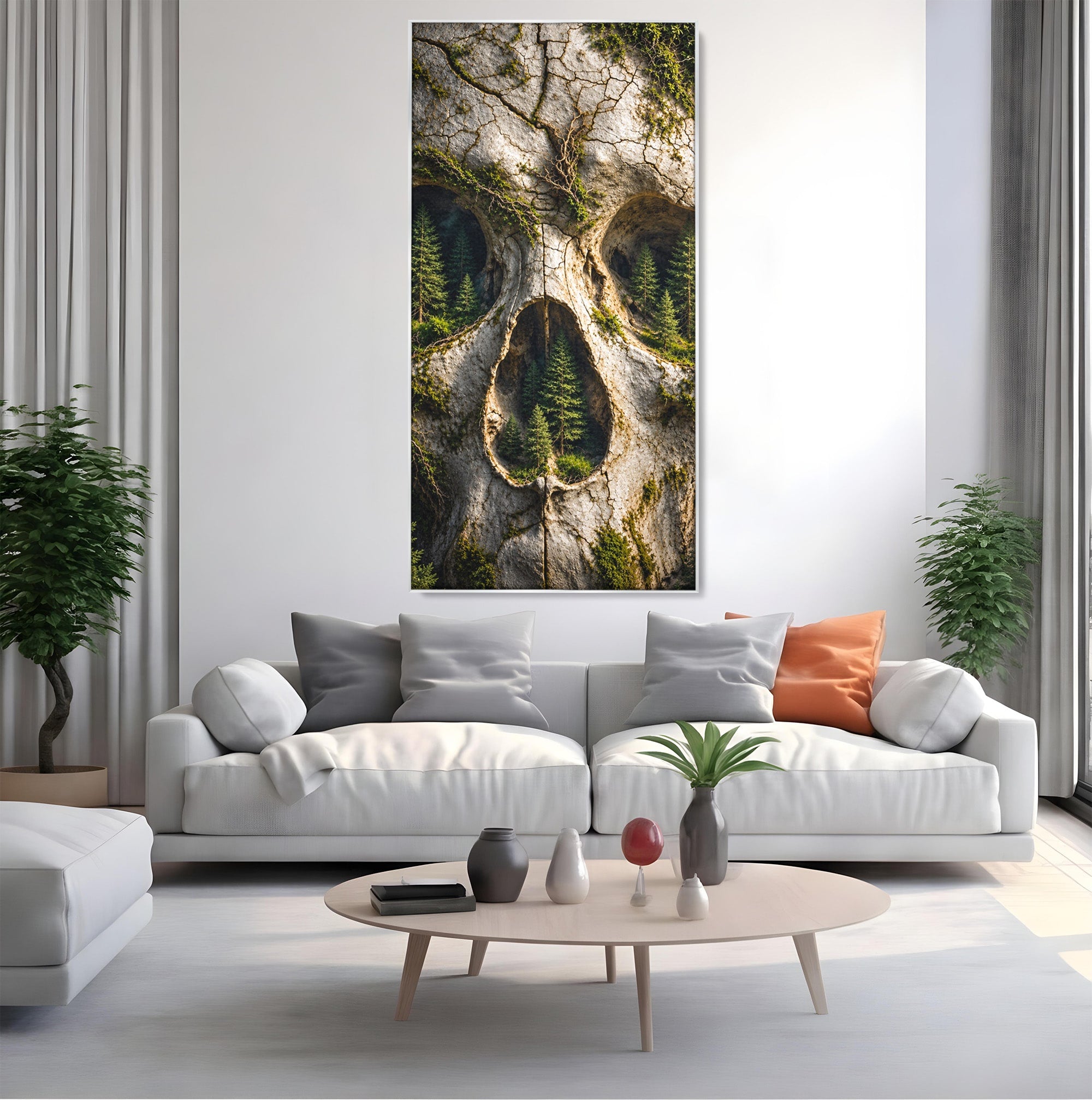 Tablou Canvas Premium LuxCanva® U1140, Craniu Natural, Padure, Natura, Mister, Craniu, Living, Culori Vibrante