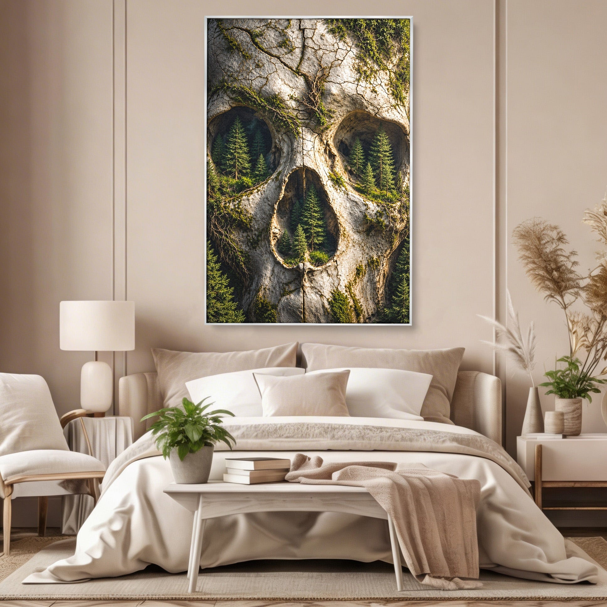 Tablou Canvas Premium LuxCanva® U1140, Craniu Natural, Padure, Natura, Mister, Craniu, Living, Culori Vibrante