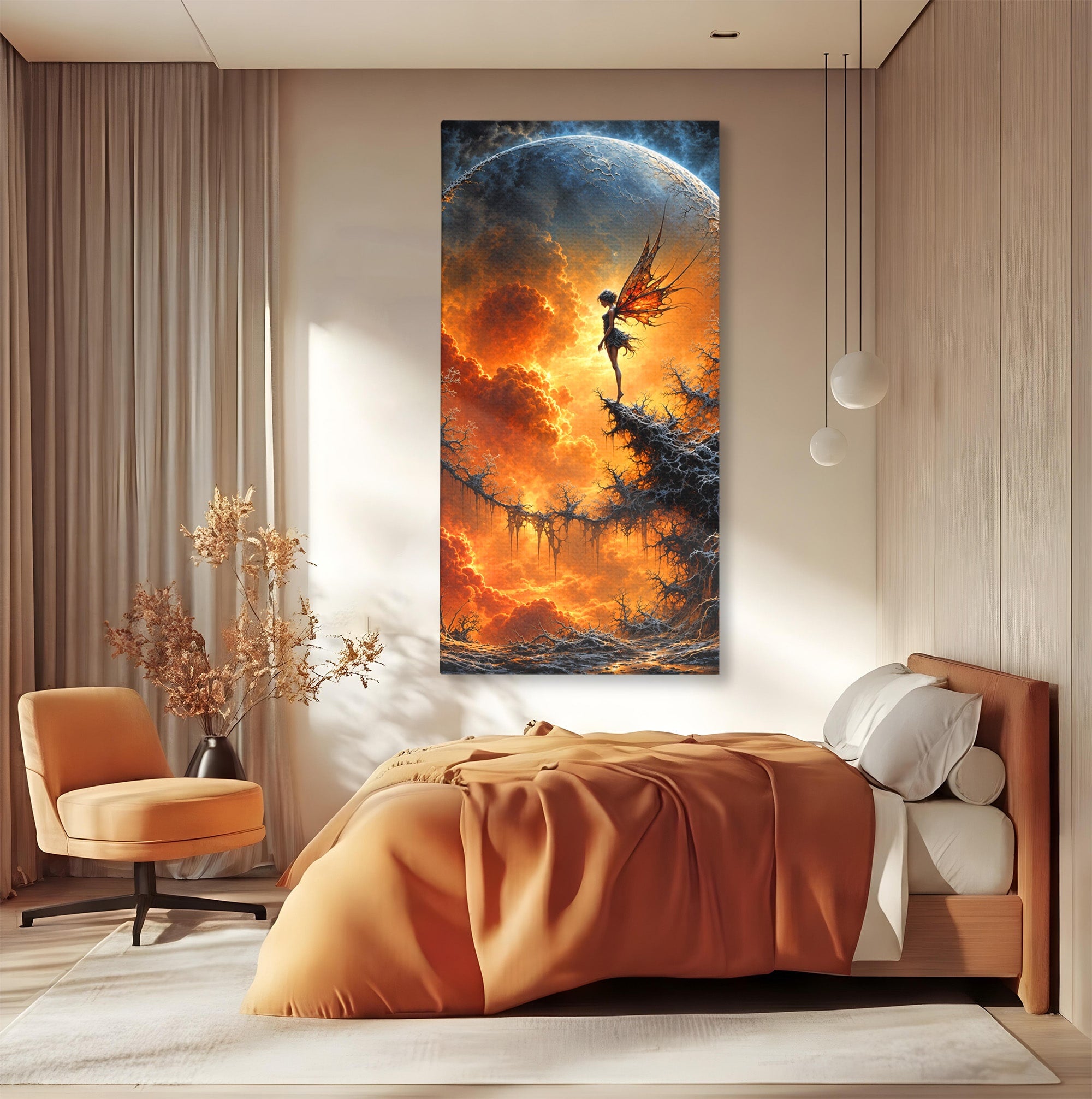 Tablou Canvas Premium LuxCanva® U1141, Zana Lunii, Mister, Fantezie, Zana, Luna, Dormitor, Living, Culori Vibrante