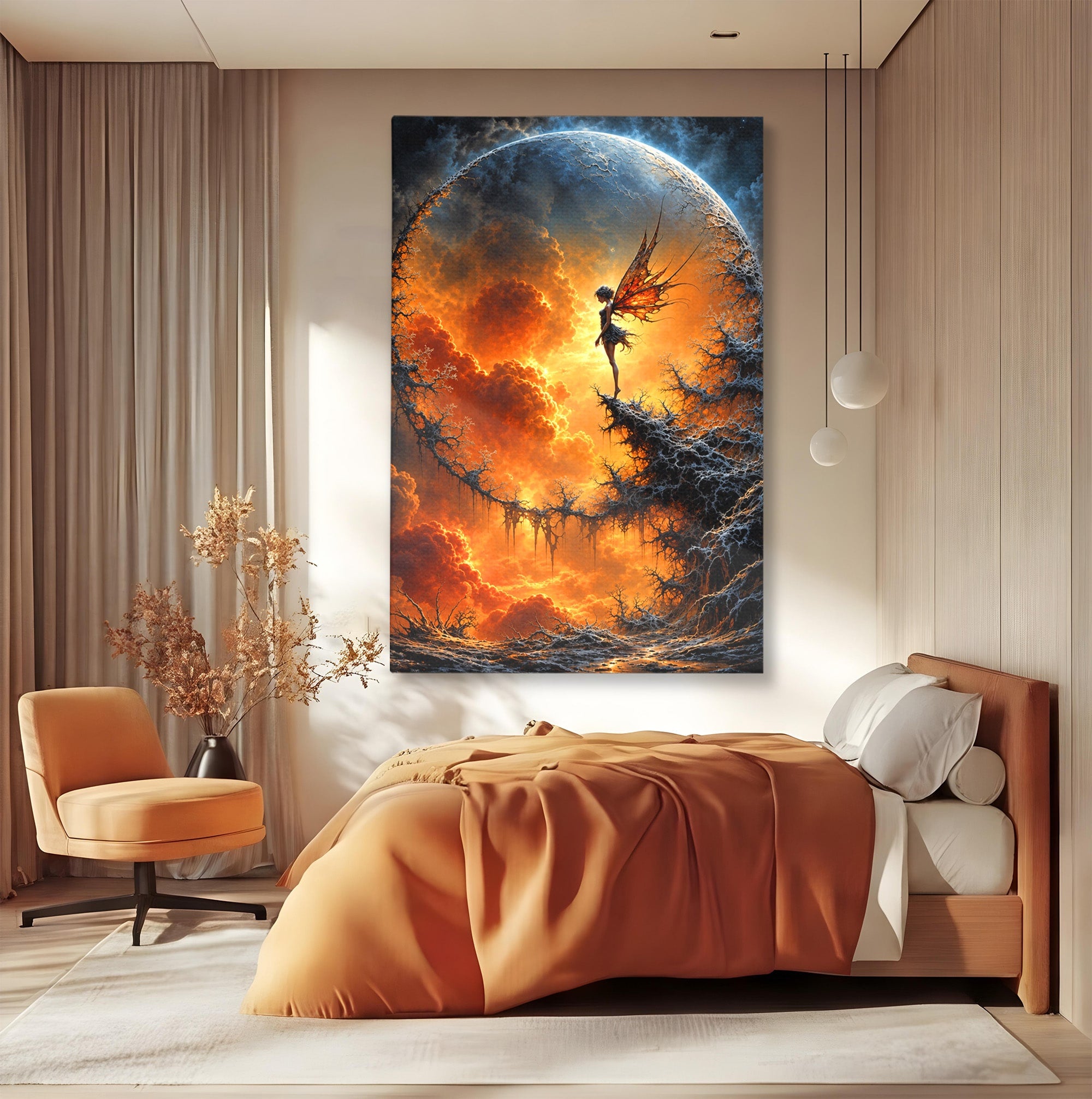Tablou Canvas Premium LuxCanva® U1141, Zana Lunii, Mister, Fantezie, Zana, Luna, Dormitor, Living, Culori Vibrante