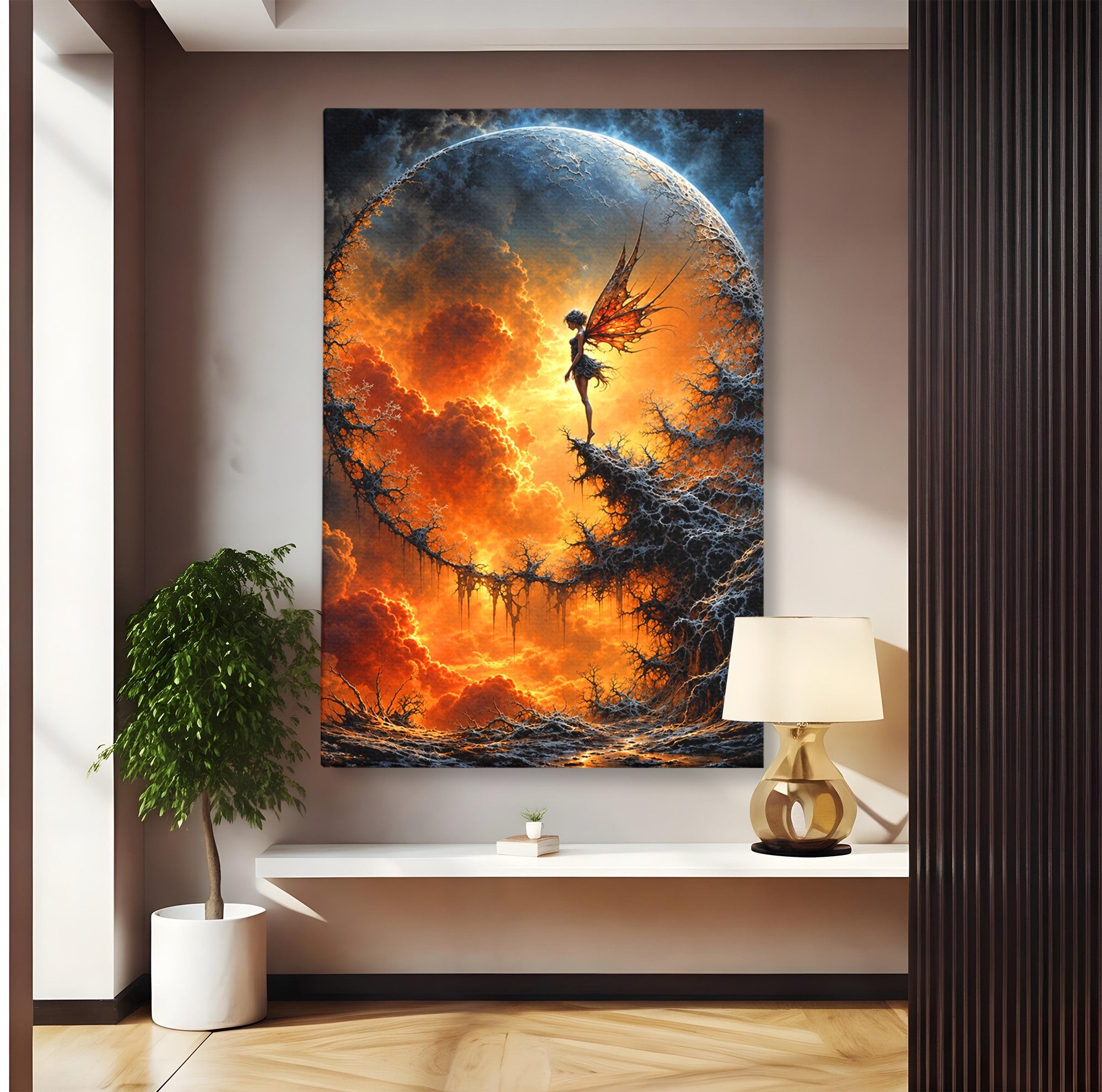 Tablou Canvas Premium LuxCanva® U1141, Zana Lunii, Mister, Fantezie, Zana, Luna, Dormitor, Living, Culori Vibrante