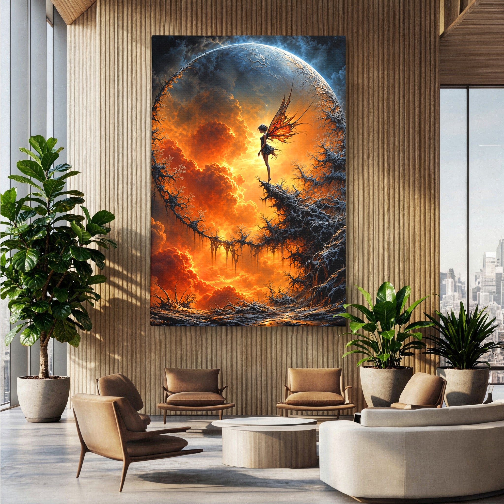 Tablou Canvas Premium LuxCanva® U1141, Zana Lunii, Mister, Fantezie, Zana, Luna, Dormitor, Living, Culori Vibrante