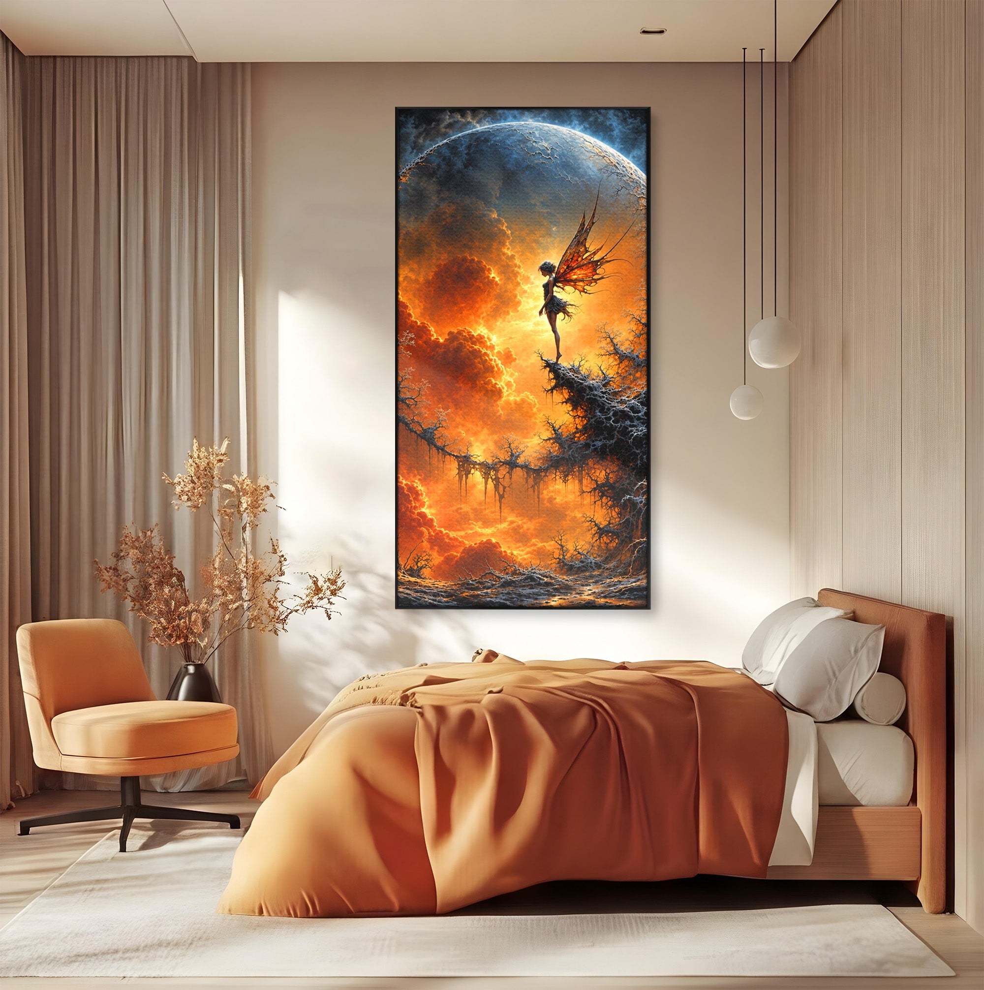 Tablou Canvas Premium LuxCanva® U1141, Zana Lunii, Mister, Fantezie, Zana, Luna, Dormitor, Living, Culori Vibrante