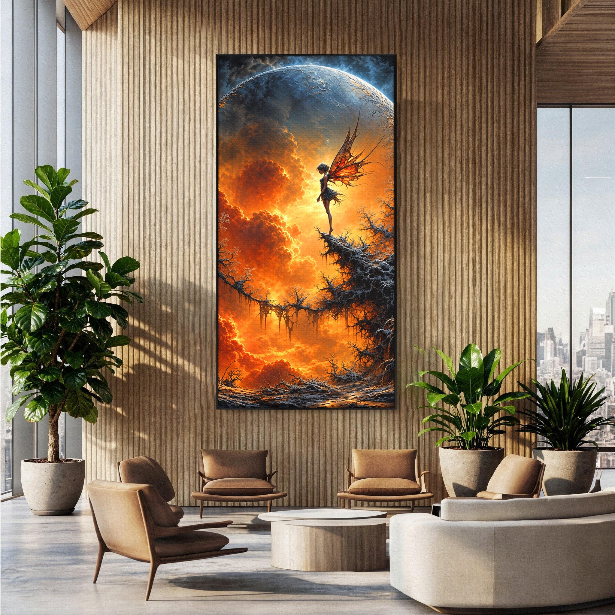 Tablou Canvas Premium LuxCanva® U1141, Zana Lunii, Mister, Fantezie, Zana, Luna, Dormitor, Living, Culori Vibrante