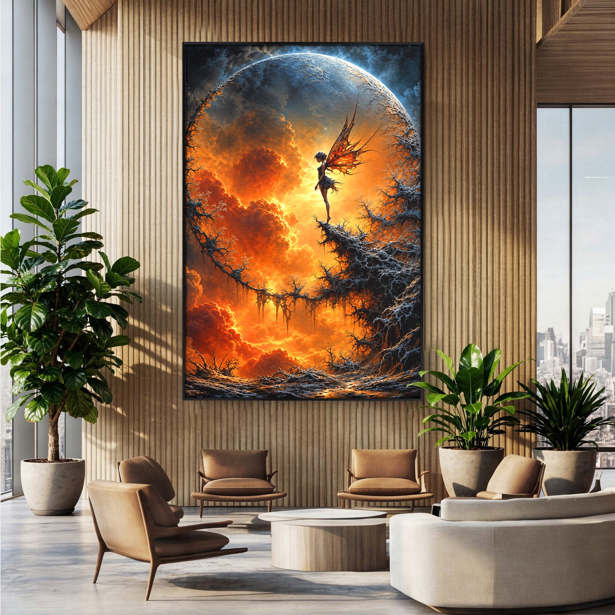 Tablou Canvas Premium LuxCanva® U1141, Zana Lunii, Mister, Fantezie, Zana, Luna, Dormitor, Living, Culori Vibrante
