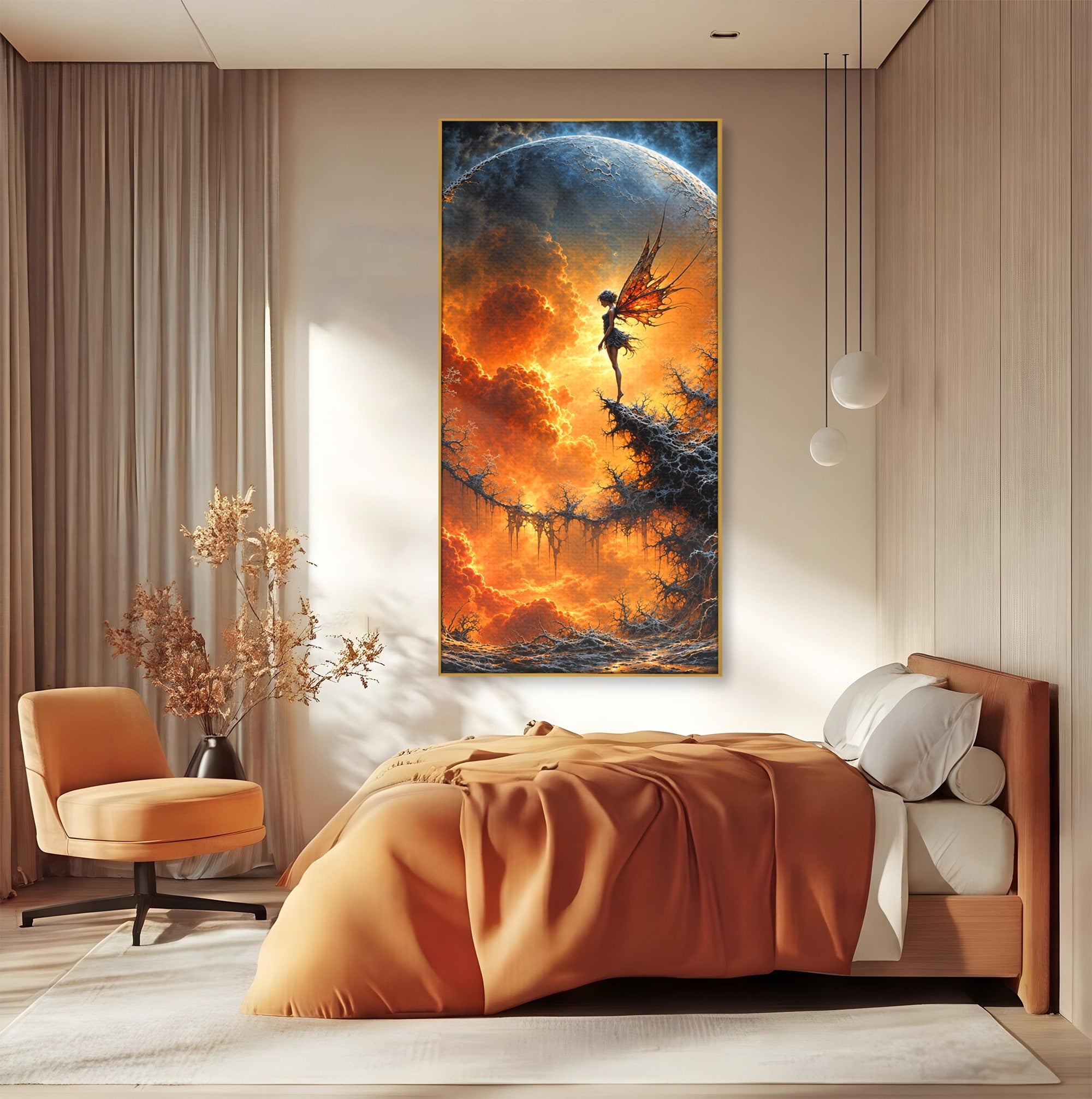 Tablou Canvas Premium LuxCanva® U1141, Zana Lunii, Mister, Fantezie, Zana, Luna, Dormitor, Living, Culori Vibrante
