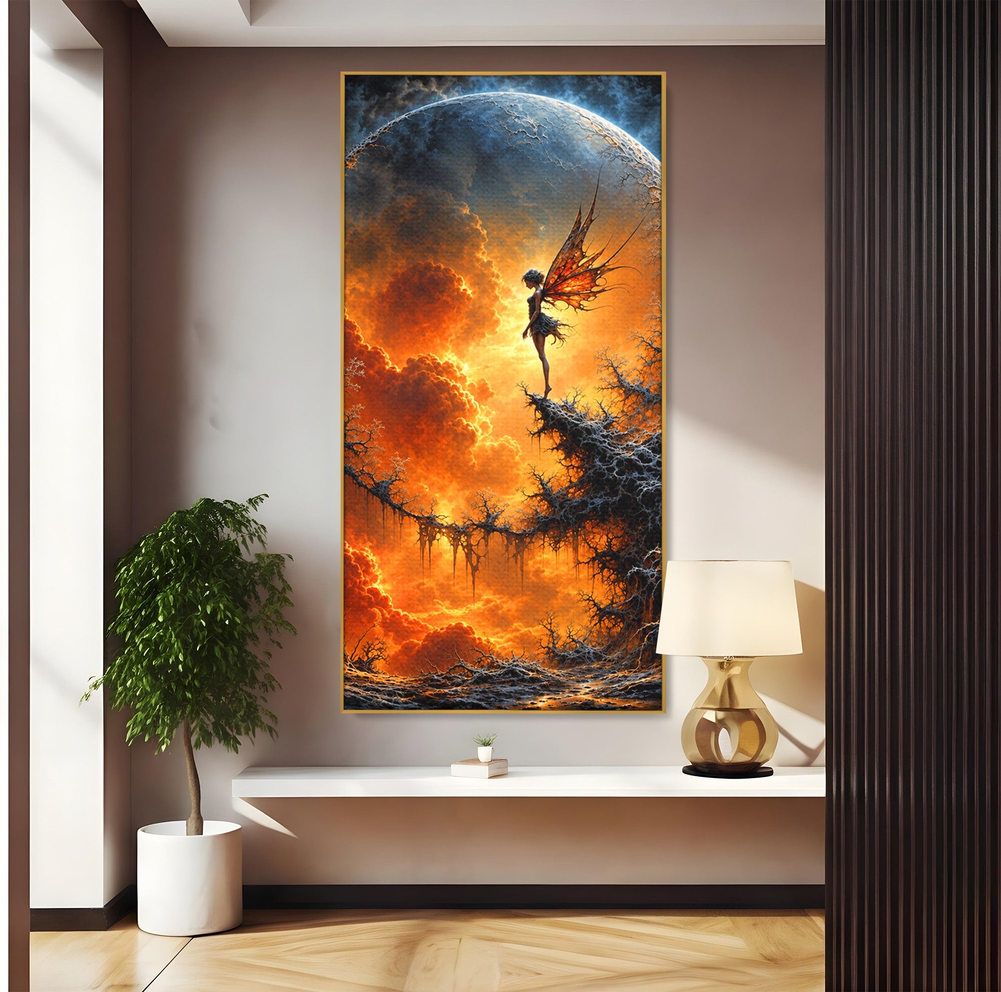 Tablou Canvas Premium LuxCanva® U1141, Zana Lunii, Mister, Fantezie, Zana, Luna, Dormitor, Living, Culori Vibrante