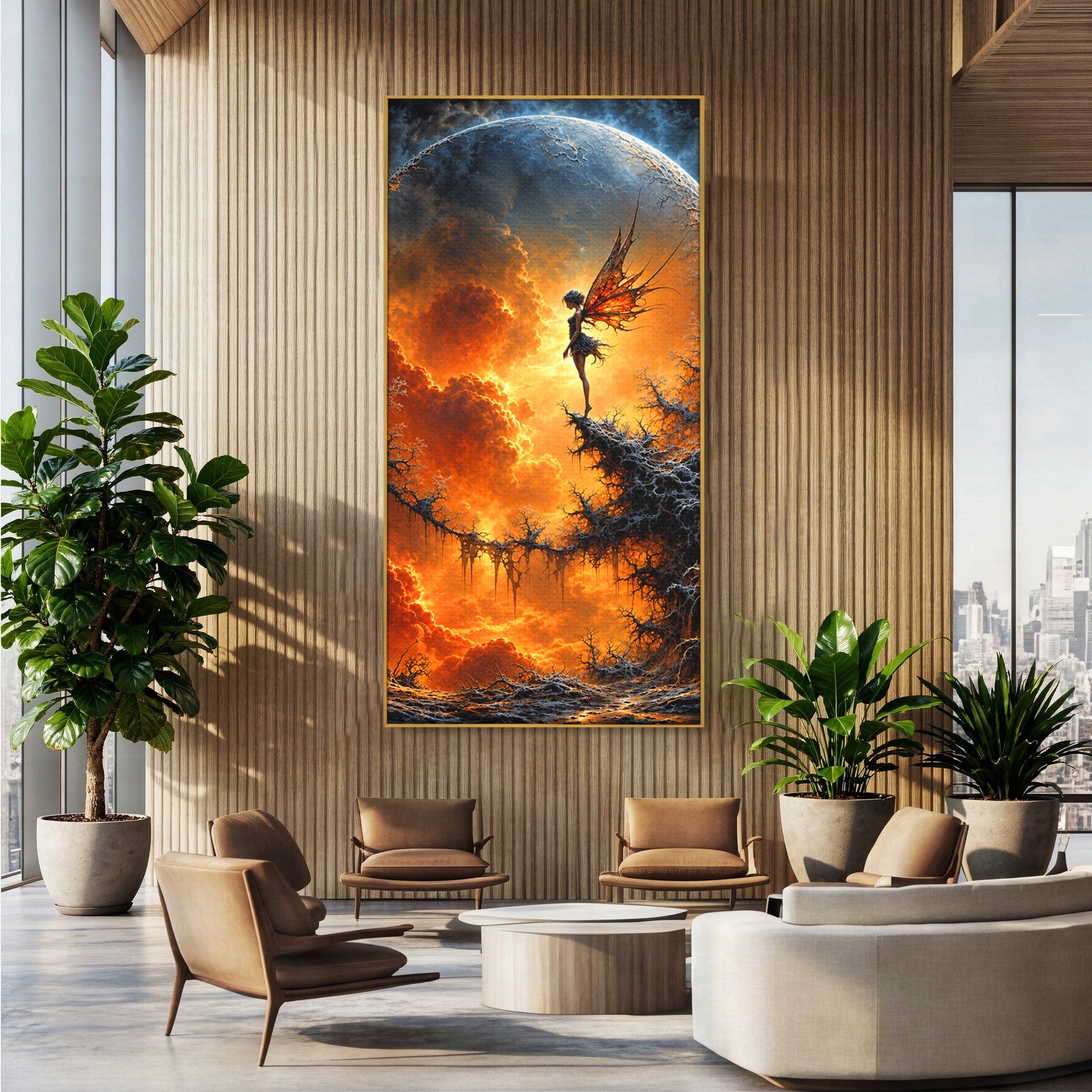 Tablou Canvas Premium LuxCanva® U1141, Zana Lunii, Mister, Fantezie, Zana, Luna, Dormitor, Living, Culori Vibrante