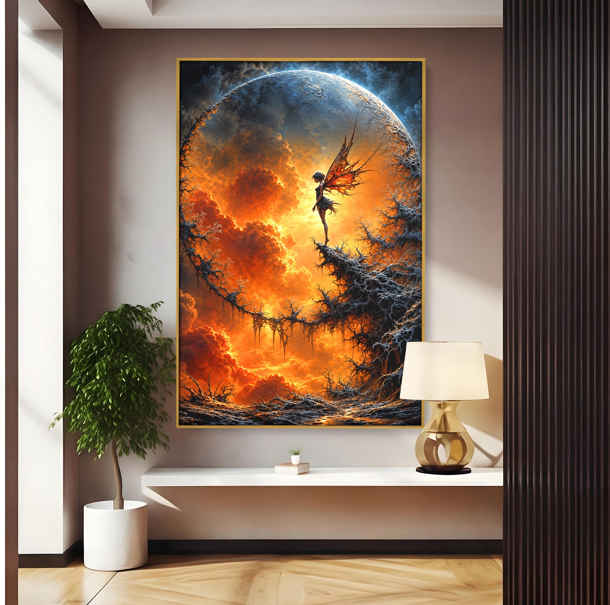 Tablou Canvas Premium LuxCanva® U1141, Zana Lunii, Mister, Fantezie, Zana, Luna, Dormitor, Living, Culori Vibrante
