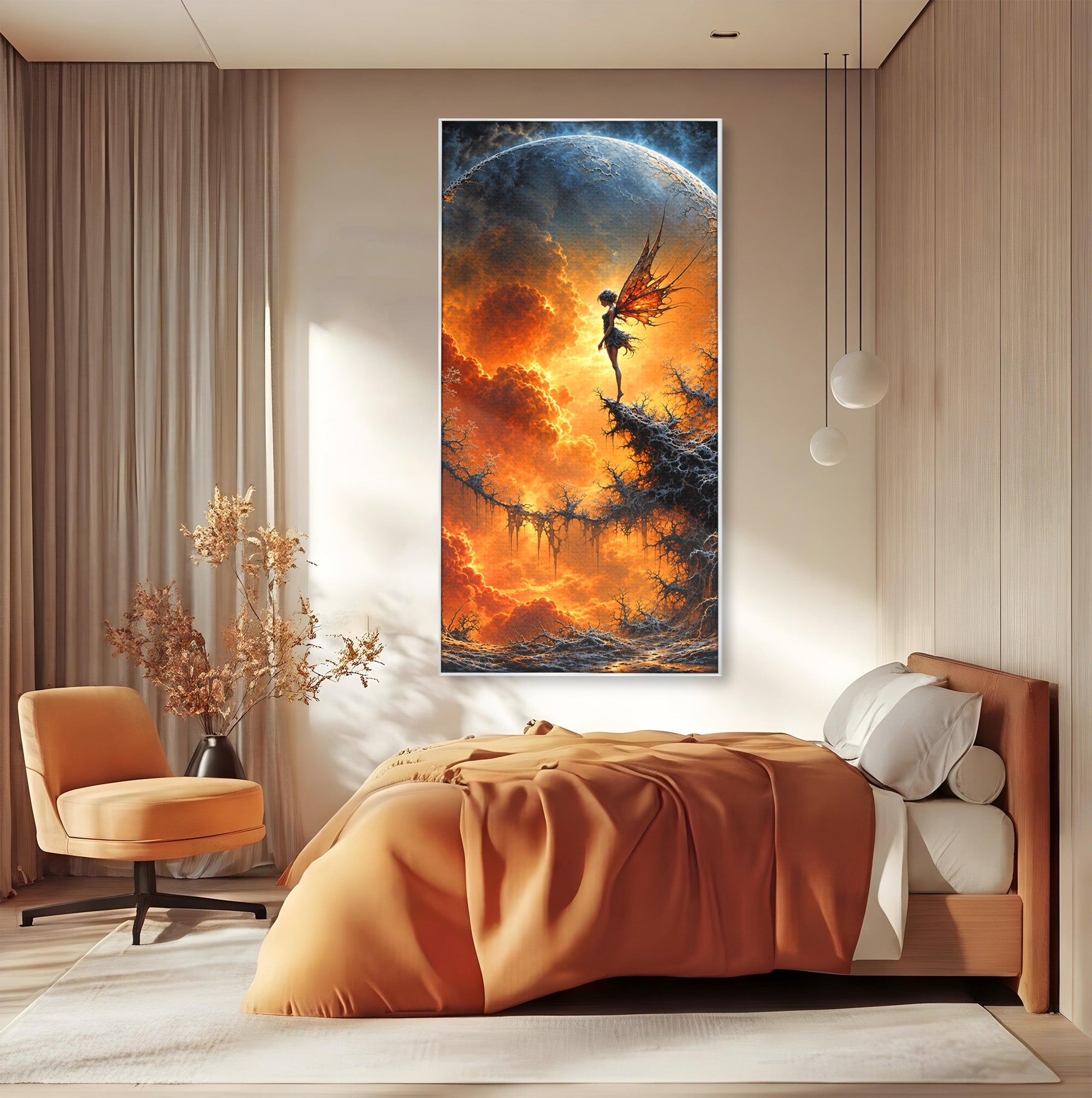 Tablou Canvas Premium LuxCanva® U1141, Zana Lunii, Mister, Fantezie, Zana, Luna, Dormitor, Living, Culori Vibrante