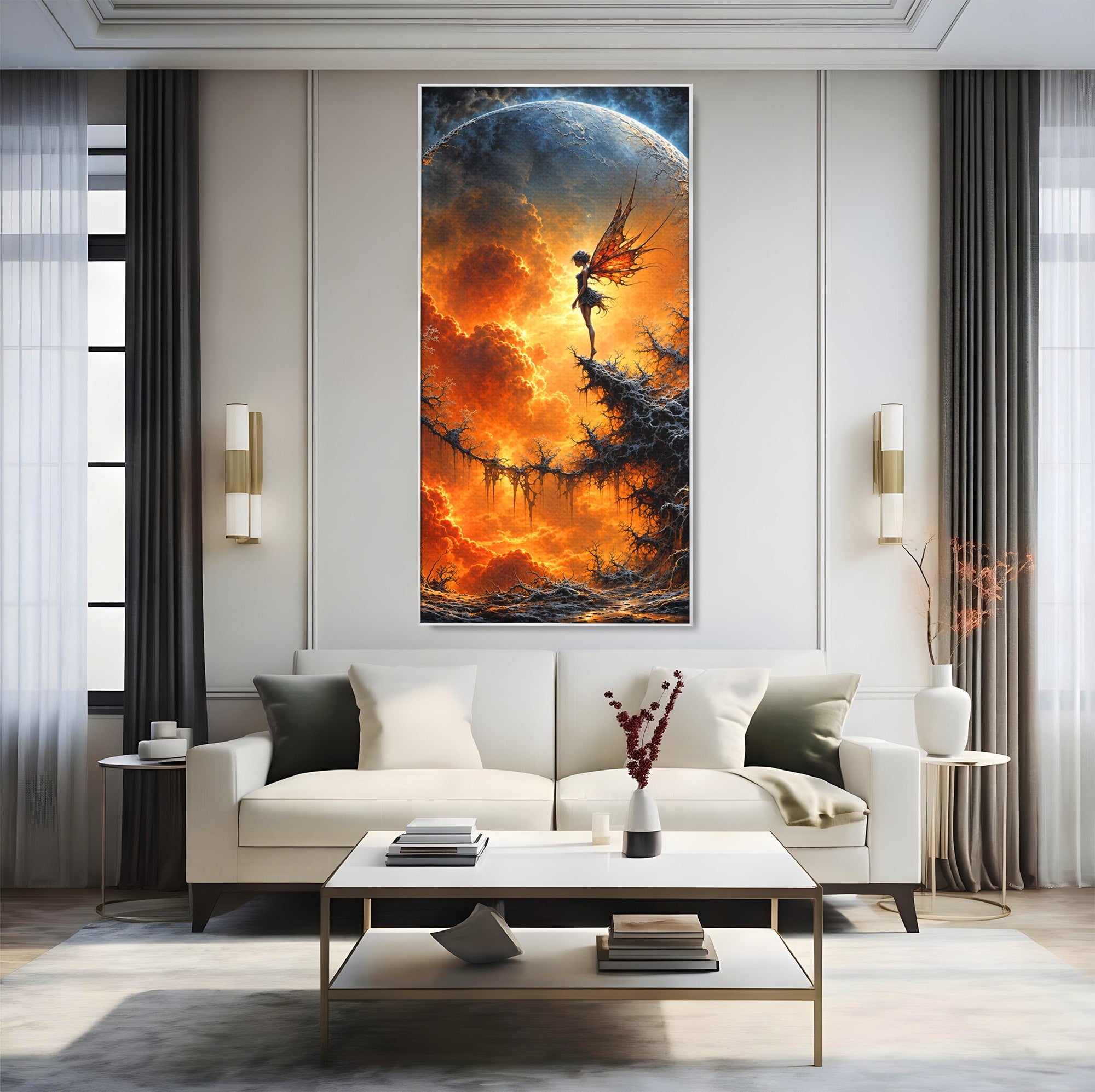 Tablou Canvas Premium LuxCanva® U1141, Zana Lunii, Mister, Fantezie, Zana, Luna, Dormitor, Living, Culori Vibrante