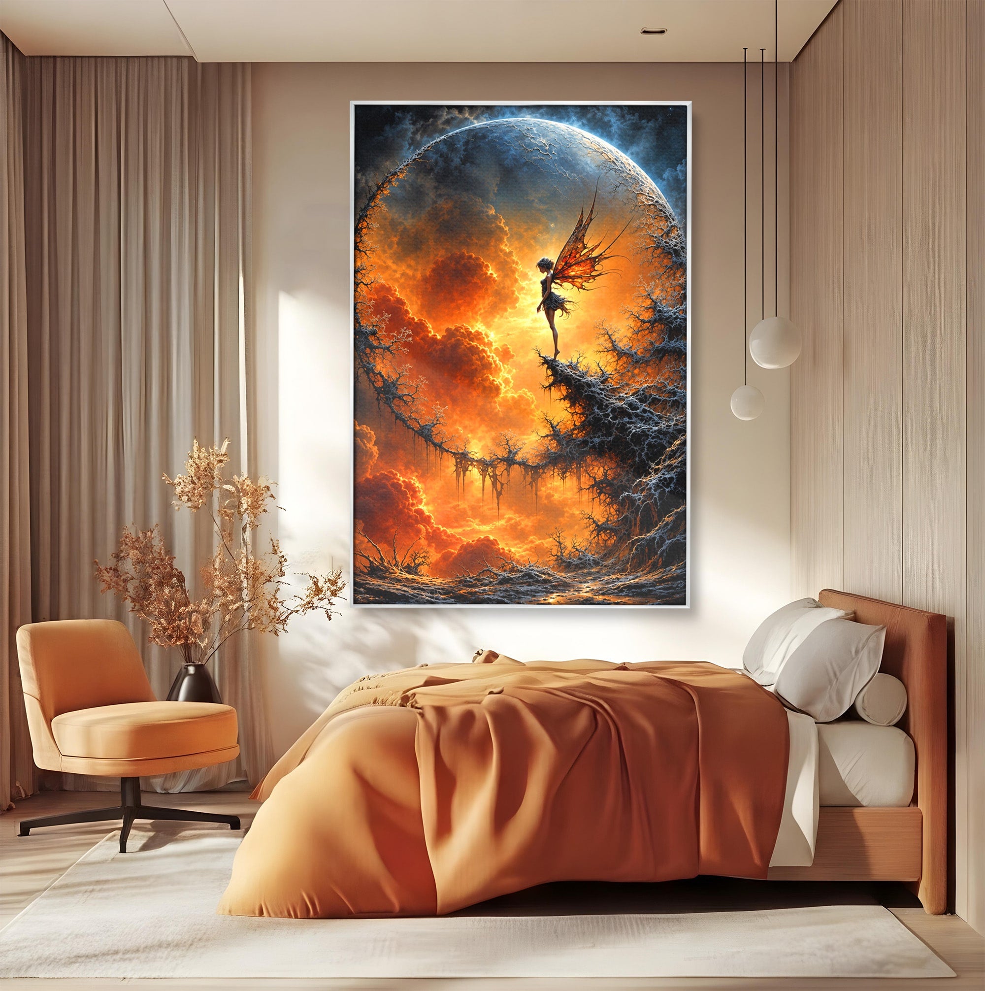 Tablou Canvas Premium LuxCanva® U1141, Zana Lunii, Mister, Fantezie, Zana, Luna, Dormitor, Living, Culori Vibrante
