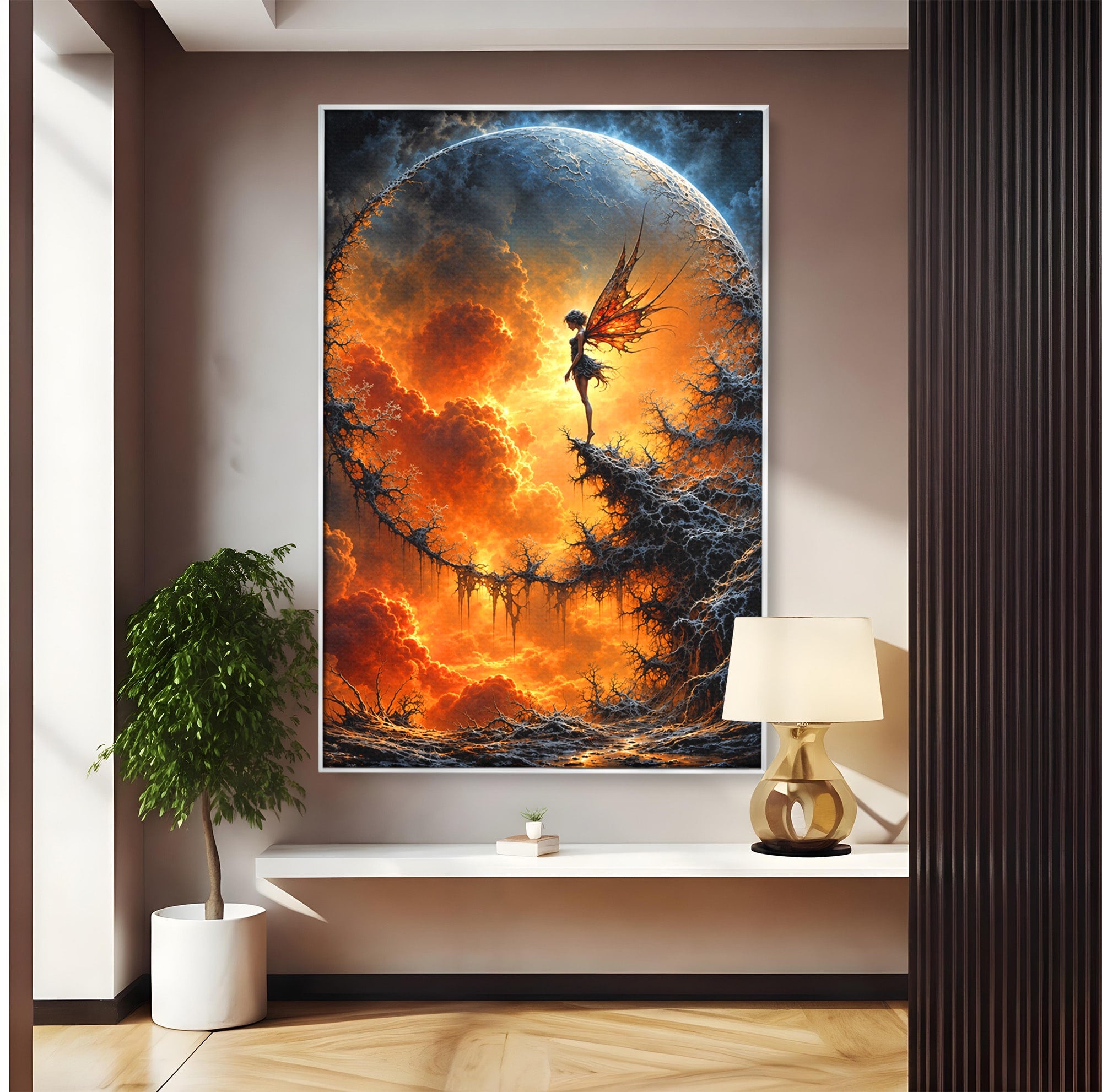 Tablou Canvas Premium LuxCanva® U1141, Zana Lunii, Mister, Fantezie, Zana, Luna, Dormitor, Living, Culori Vibrante