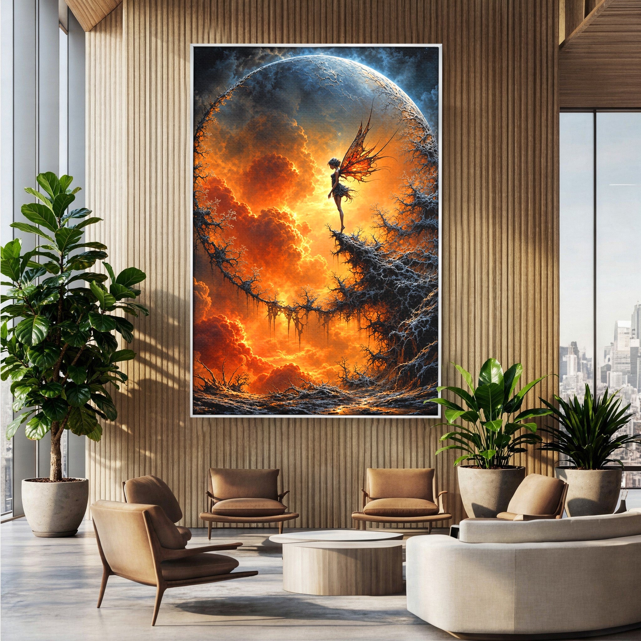 Tablou Canvas Premium LuxCanva® U1141, Zana Lunii, Mister, Fantezie, Zana, Luna, Dormitor, Living, Culori Vibrante