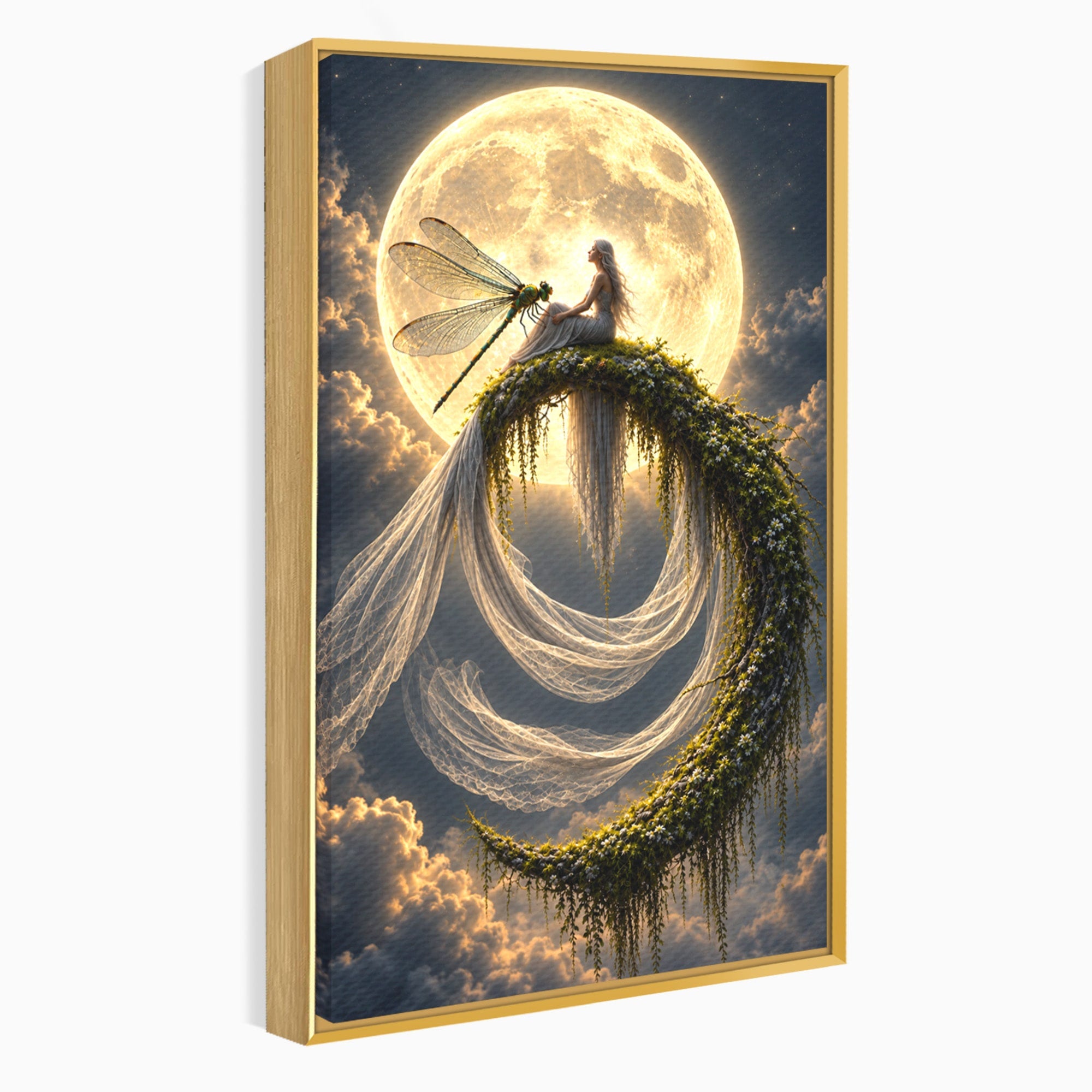 Tablou Canvas Premium LuxCanva® U1142, Visul Lunii, Noapte, Mister, Zana, Luna, Dormitor, Culori Vibrante