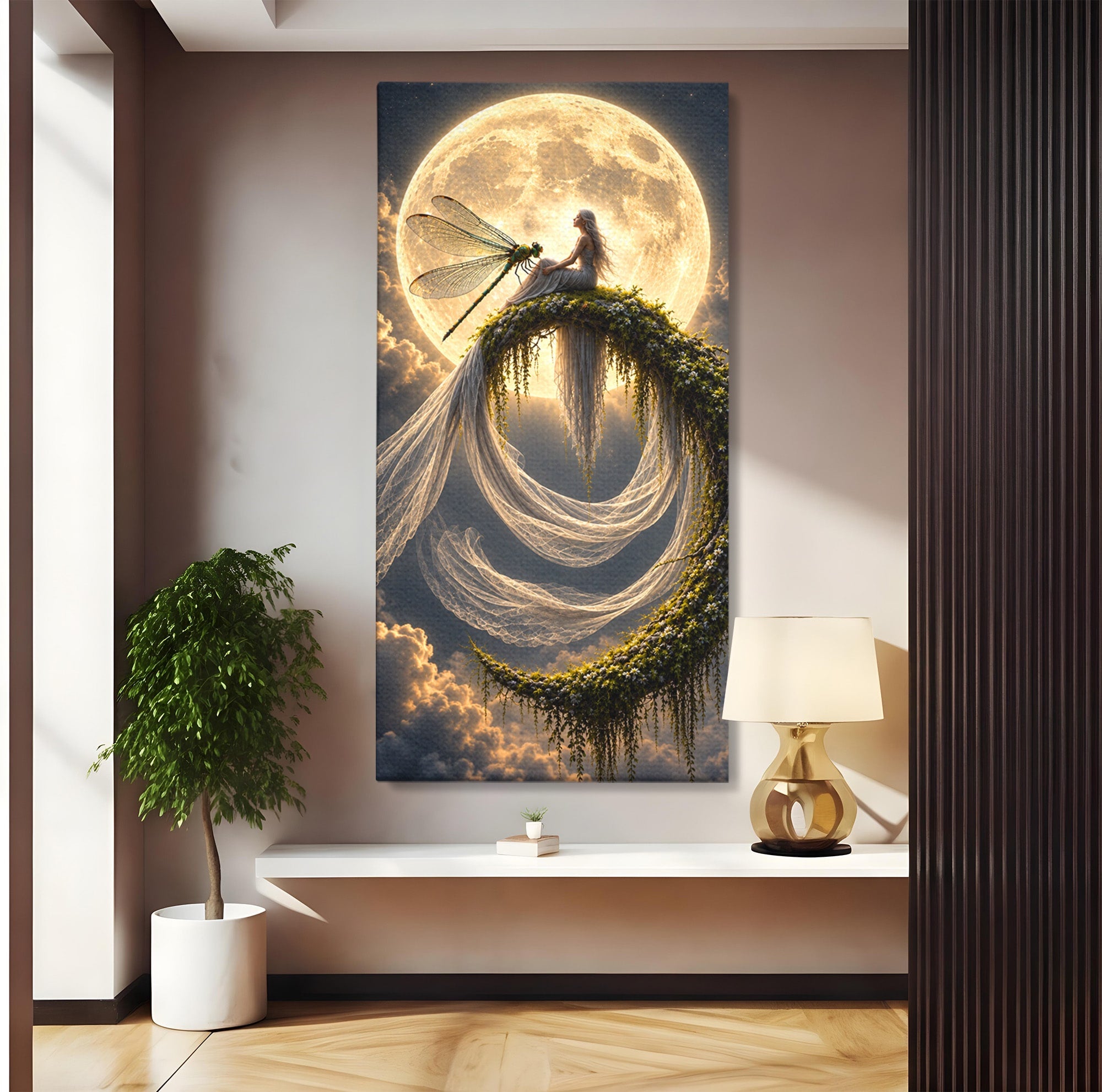 Tablou Canvas Premium LuxCanva® U1142, Visul Lunii, Noapte, Mister, Zana, Luna, Dormitor, Culori Vibrante
