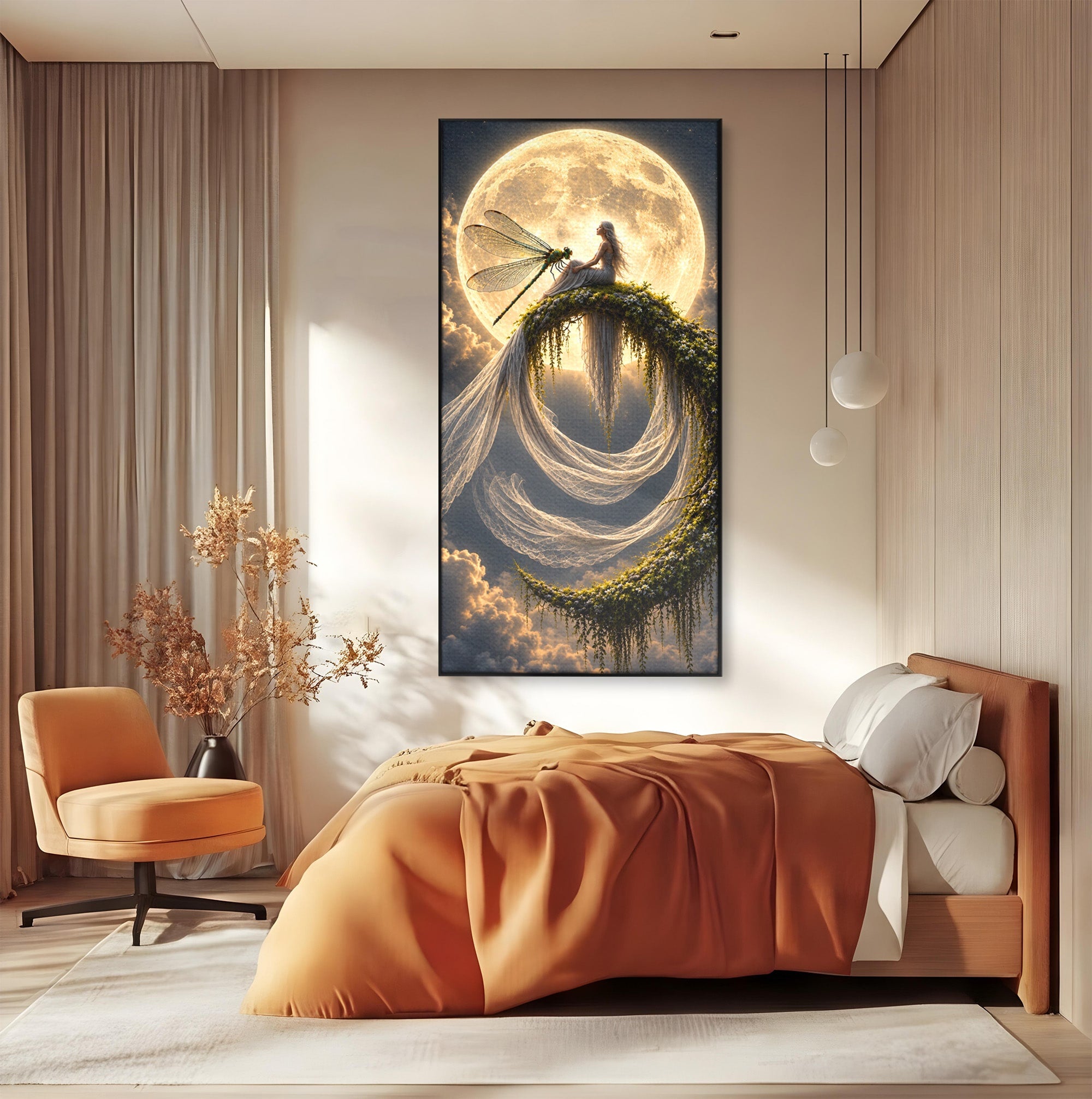 Tablou Canvas Premium LuxCanva® U1142, Visul Lunii, Noapte, Mister, Zana, Luna, Dormitor, Culori Vibrante