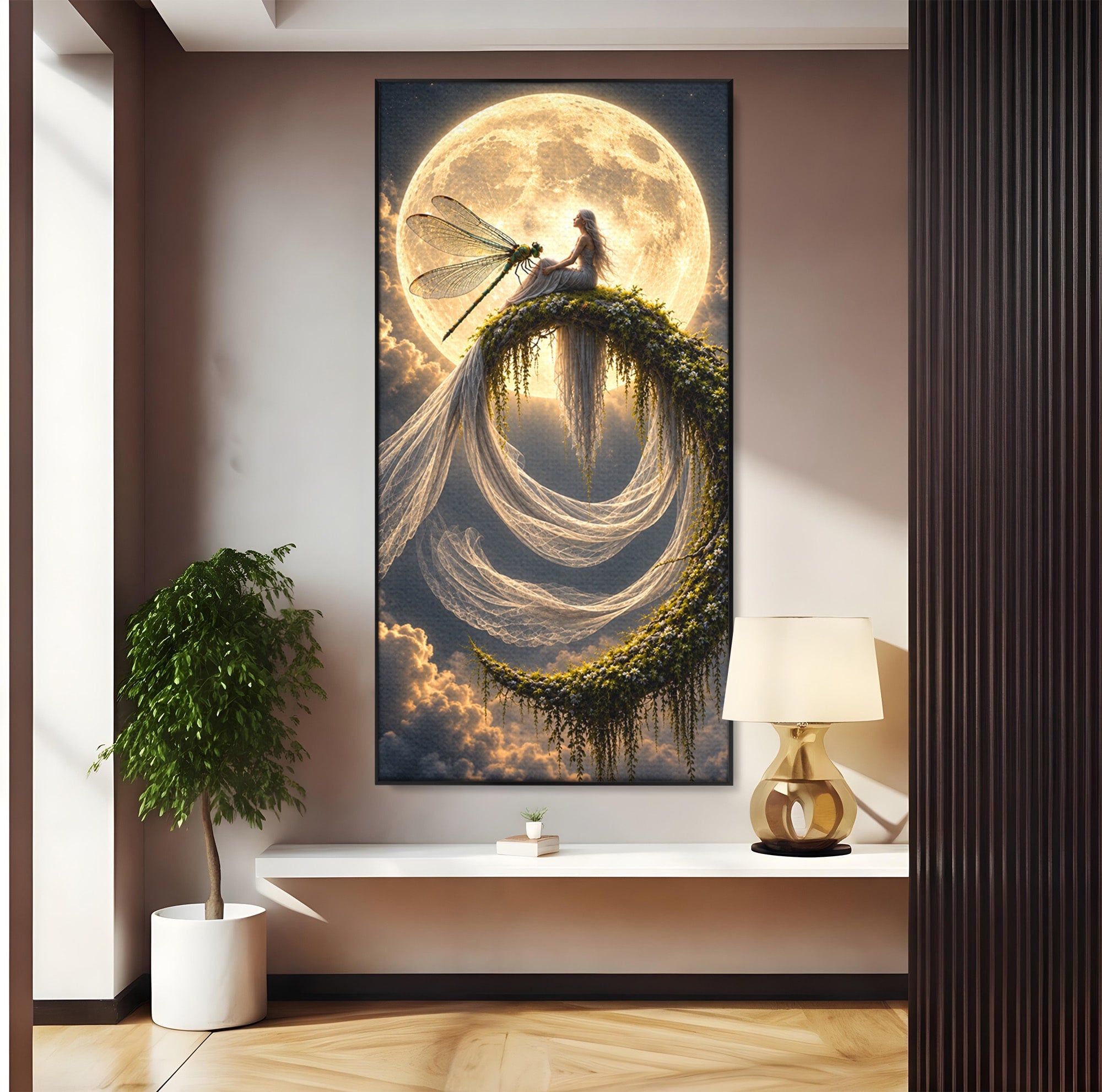 Tablou Canvas Premium LuxCanva® U1142, Visul Lunii, Noapte, Mister, Zana, Luna, Dormitor, Culori Vibrante