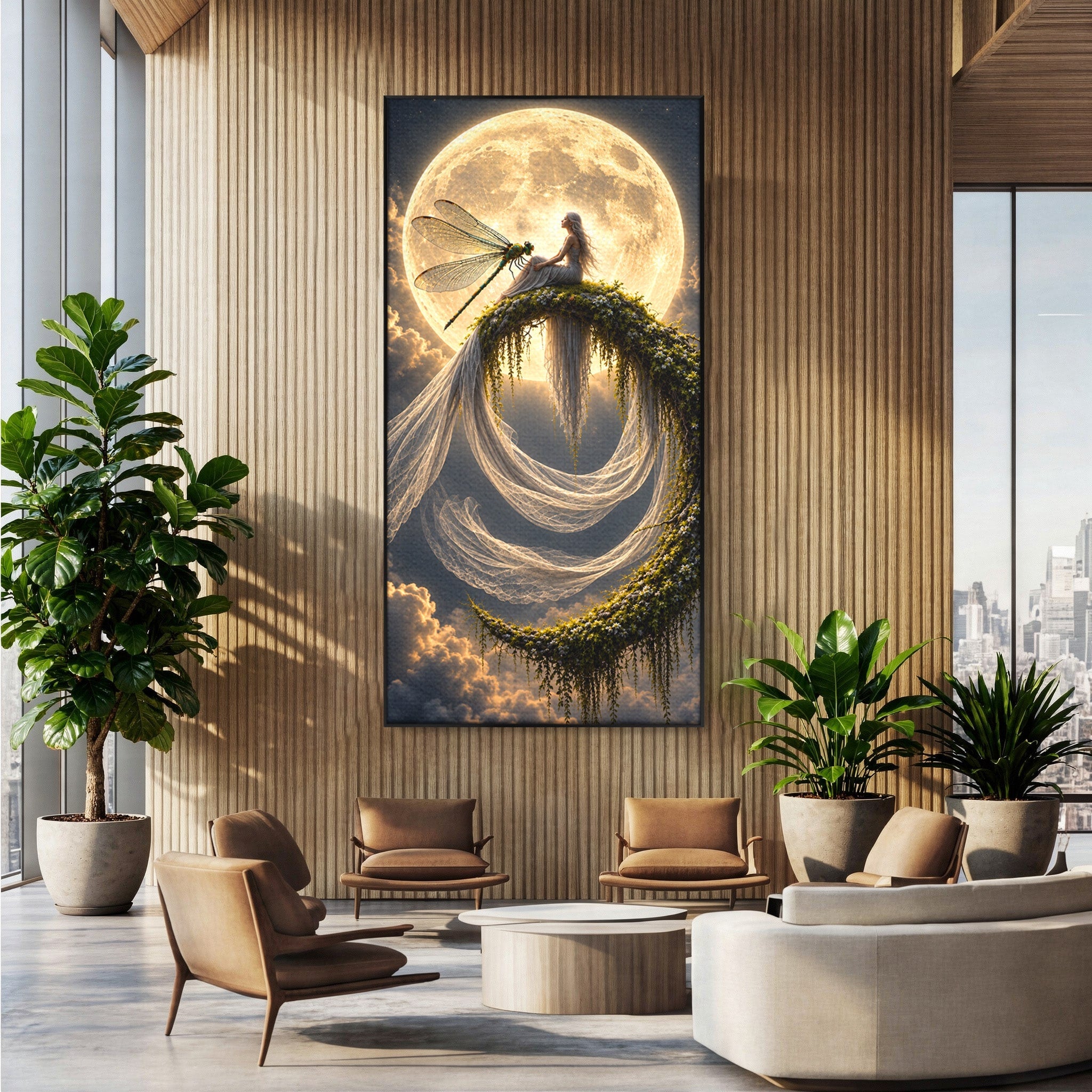 Tablou Canvas Premium LuxCanva® U1142, Visul Lunii, Noapte, Mister, Zana, Luna, Dormitor, Culori Vibrante