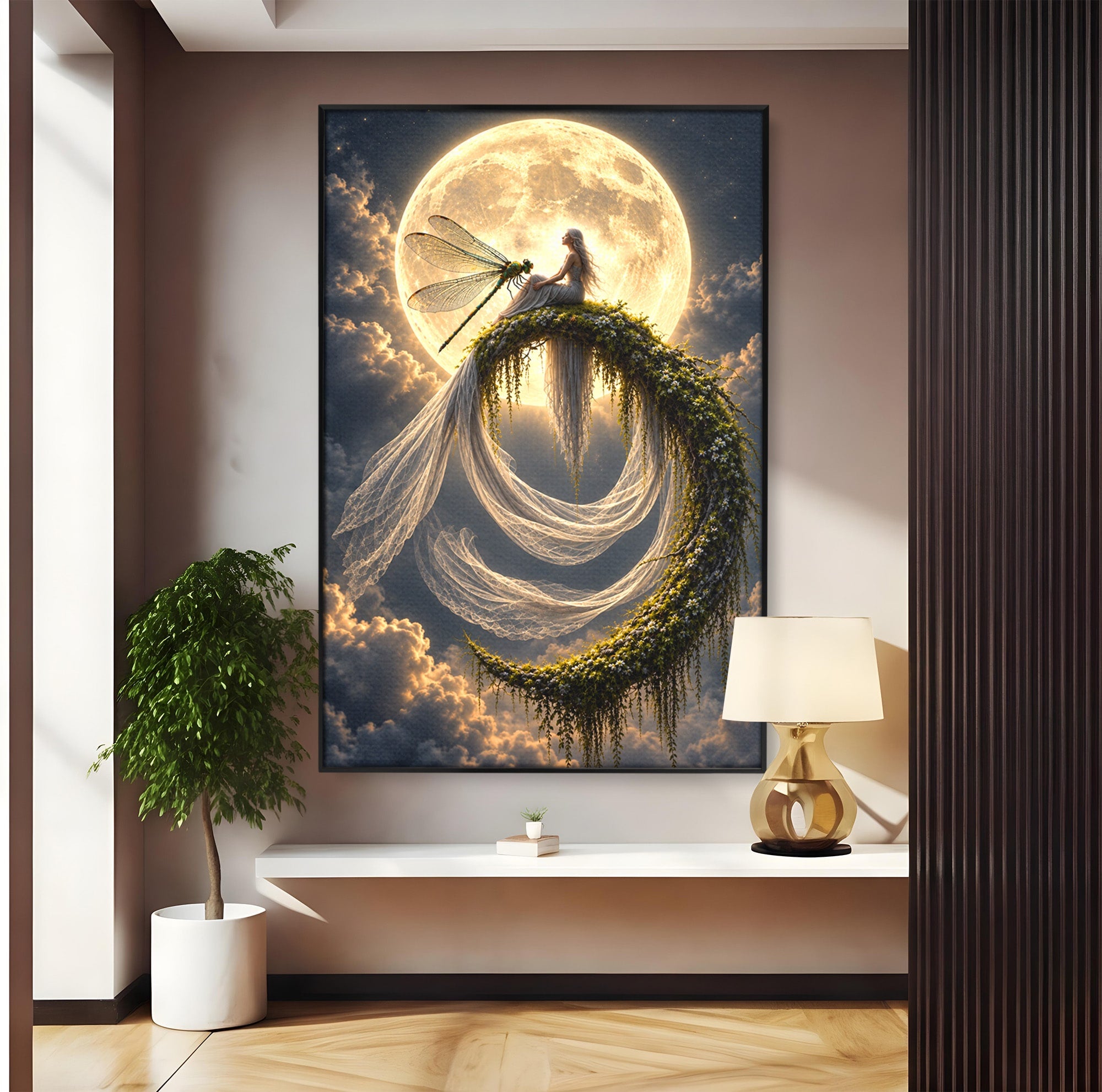 Tablou Canvas Premium LuxCanva® U1142, Visul Lunii, Noapte, Mister, Zana, Luna, Dormitor, Culori Vibrante