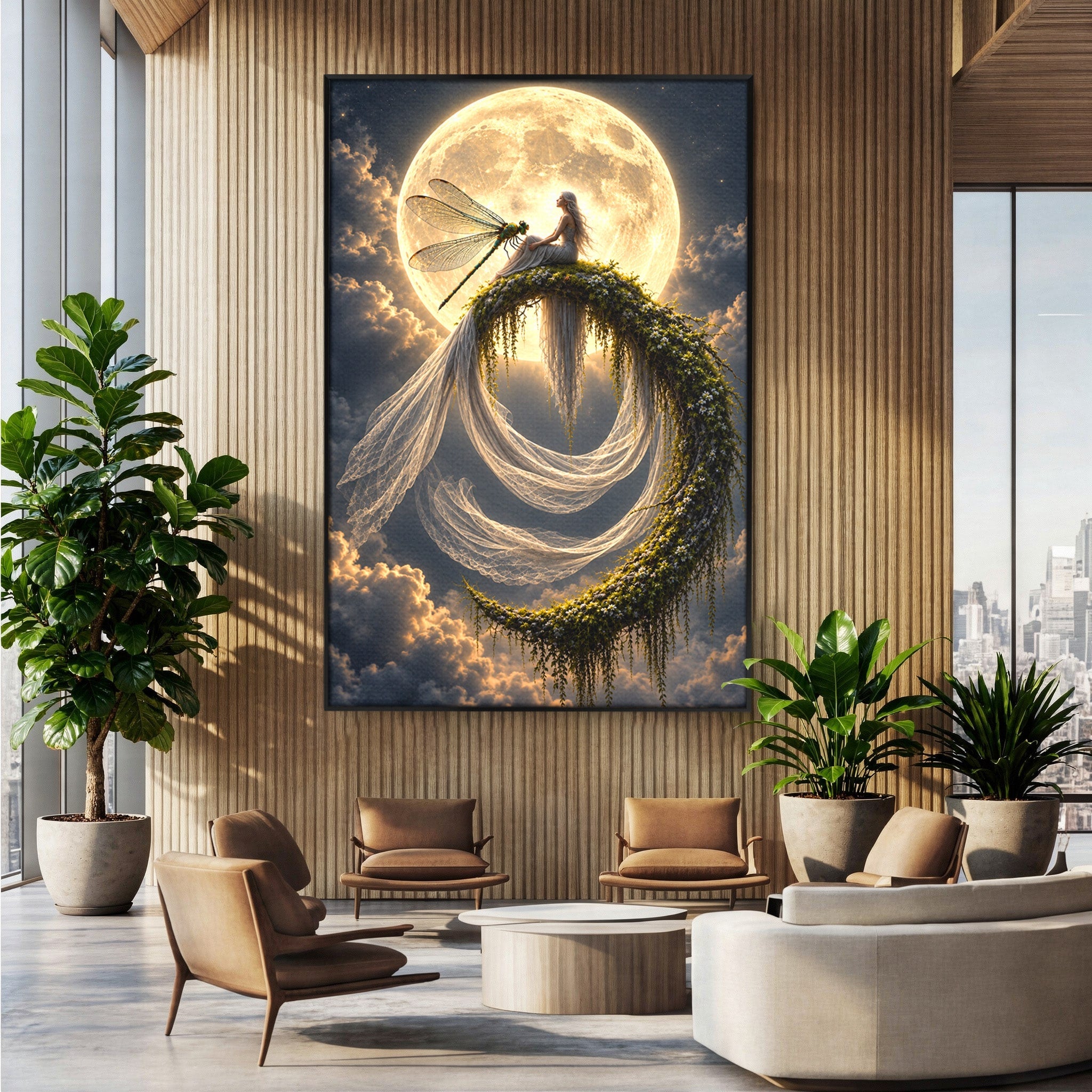Tablou Canvas Premium LuxCanva® U1142, Visul Lunii, Noapte, Mister, Zana, Luna, Dormitor, Culori Vibrante