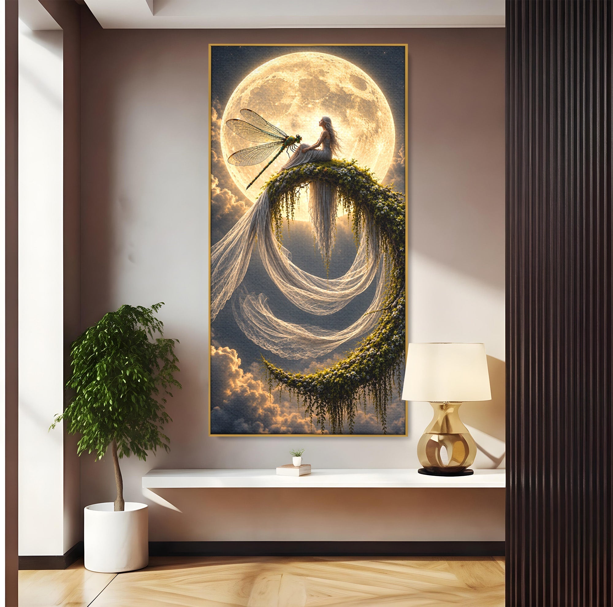 Tablou Canvas Premium LuxCanva® U1142, Visul Lunii, Noapte, Mister, Zana, Luna, Dormitor, Culori Vibrante