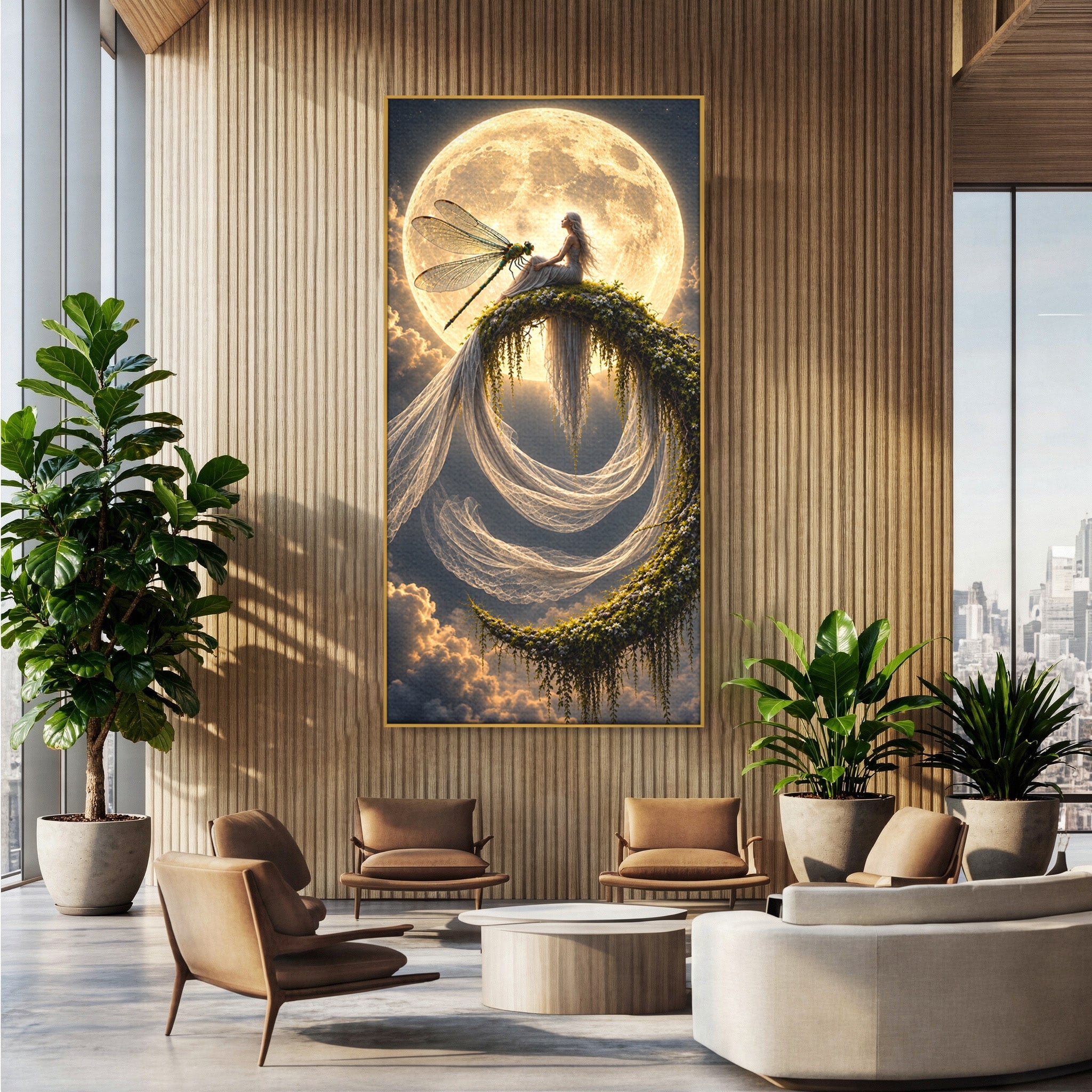 Tablou Canvas Premium LuxCanva® U1142, Visul Lunii, Noapte, Mister, Zana, Luna, Dormitor, Culori Vibrante