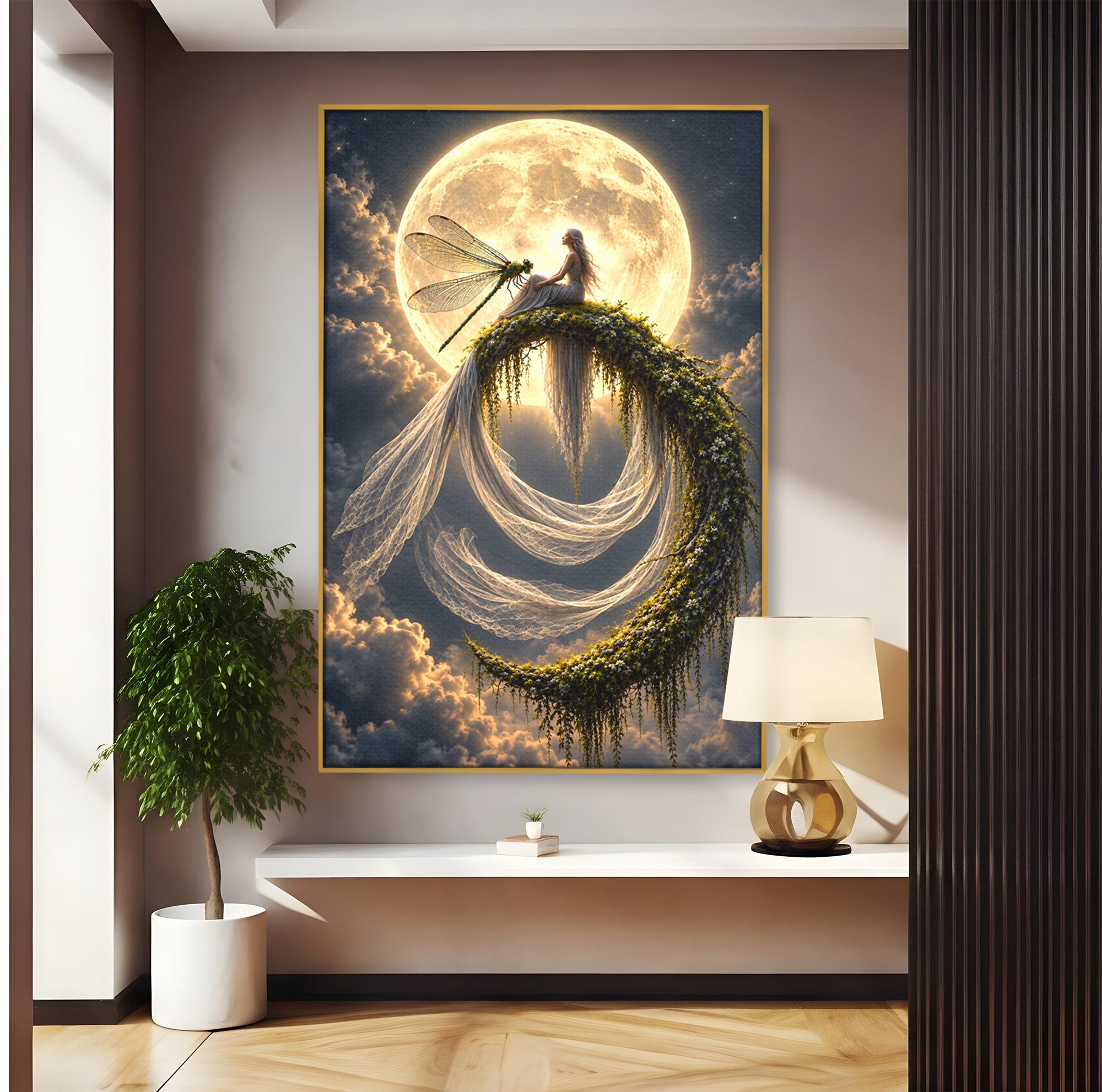 Tablou Canvas Premium LuxCanva® U1142, Visul Lunii, Noapte, Mister, Zana, Luna, Dormitor, Culori Vibrante