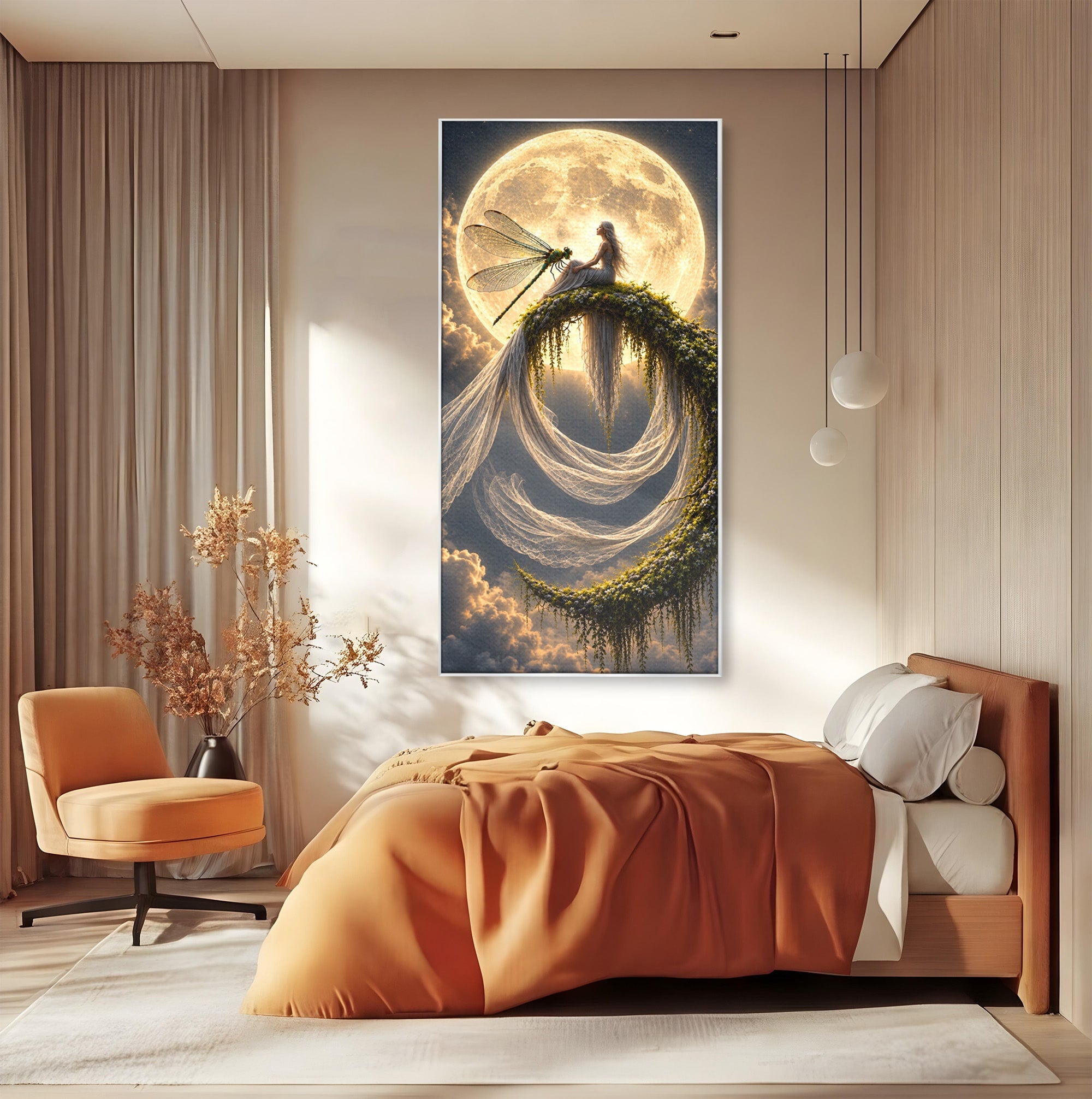 Tablou Canvas Premium LuxCanva® U1142, Visul Lunii, Noapte, Mister, Zana, Luna, Dormitor, Culori Vibrante