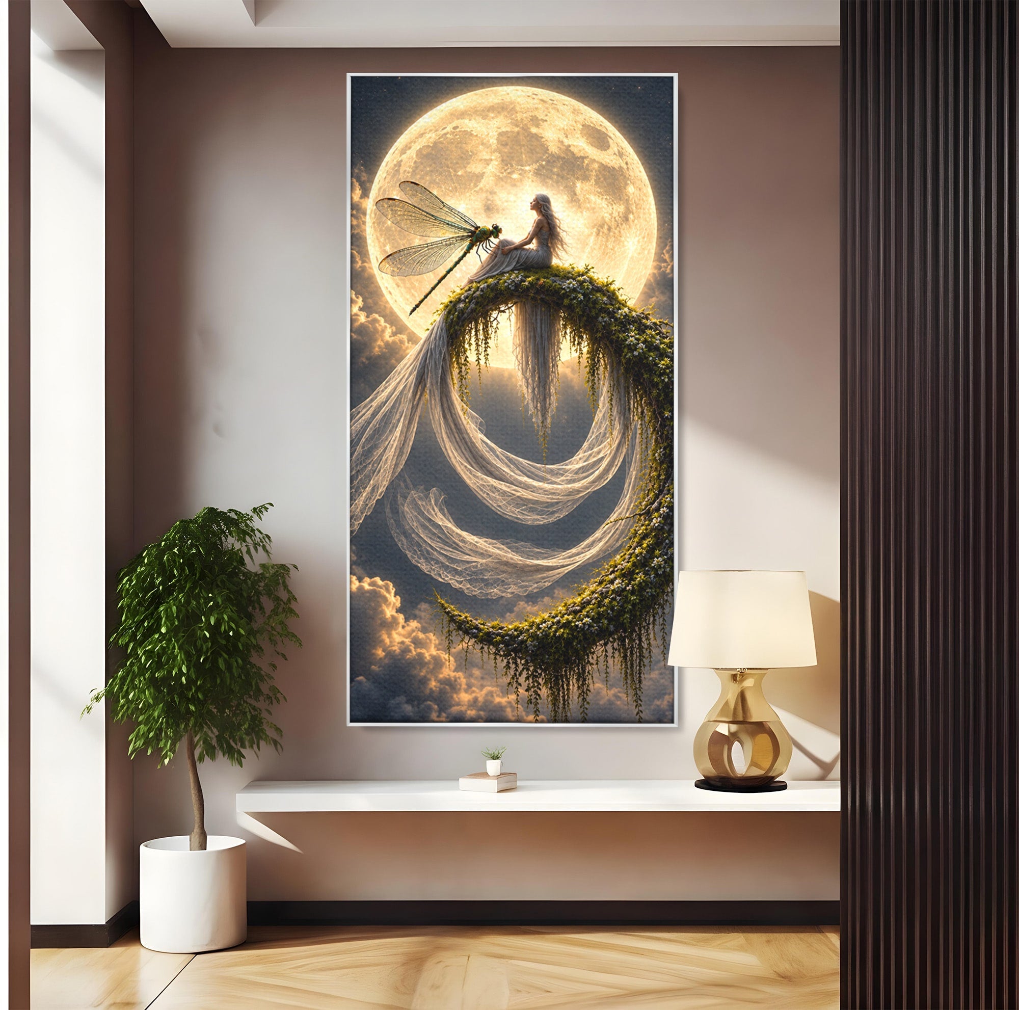 Tablou Canvas Premium LuxCanva® U1142, Visul Lunii, Noapte, Mister, Zana, Luna, Dormitor, Culori Vibrante