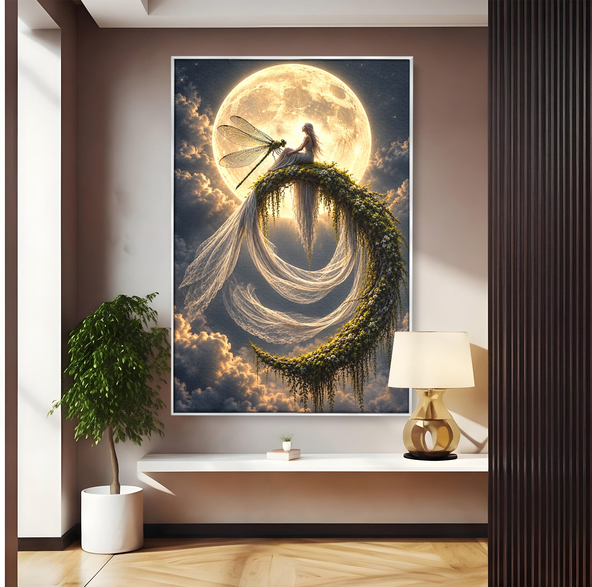 Tablou Canvas Premium LuxCanva® U1142, Visul Lunii, Noapte, Mister, Zana, Luna, Dormitor, Culori Vibrante