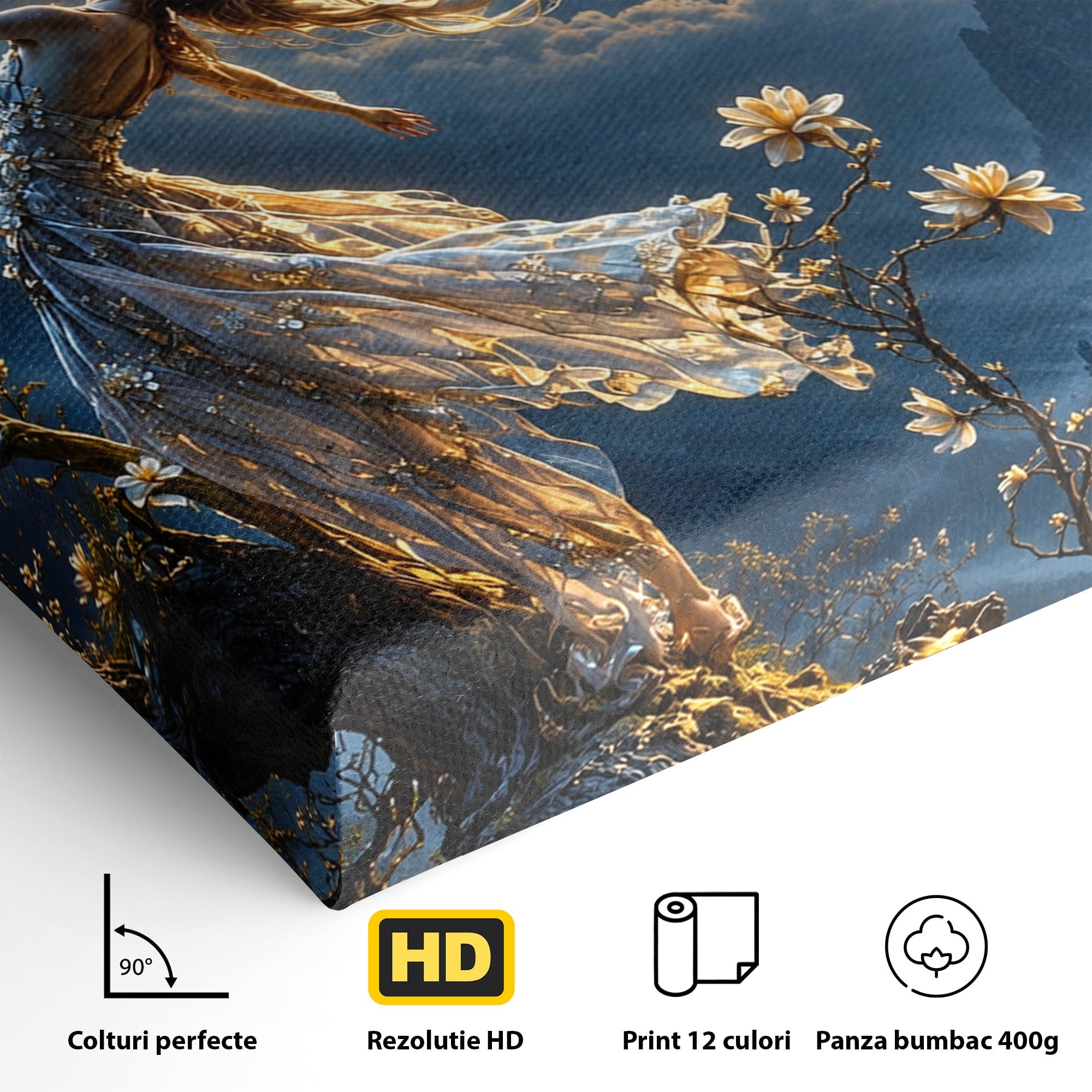 Tablou Canvas Premium LuxCanva® U1143, Dansul Lunii, Floare, Fantezie, Peisaj, Noapte, Living, Culori Vibrante