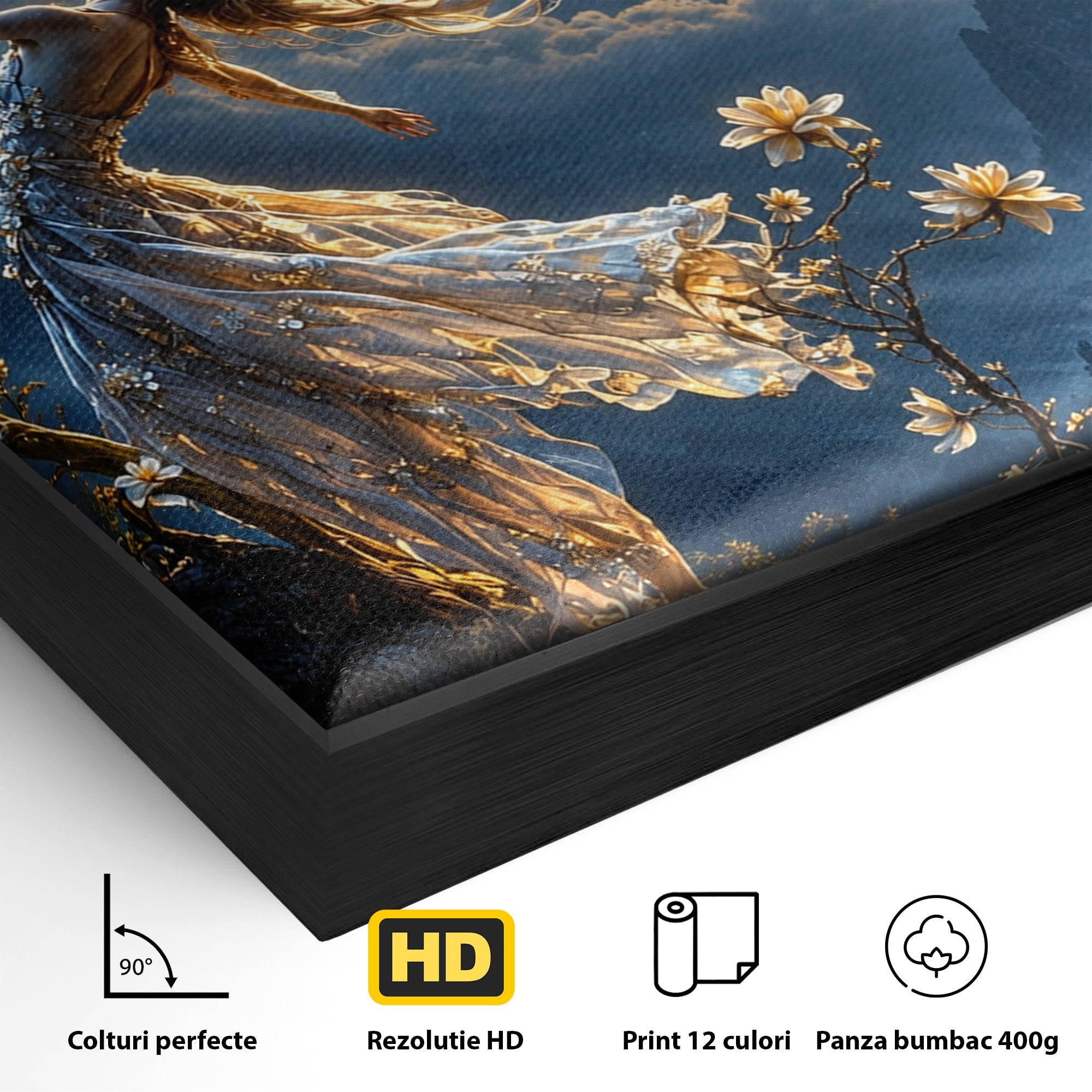 Tablou Canvas Premium LuxCanva® U1143, Dansul Lunii, Floare, Fantezie, Peisaj, Noapte, Living, Culori Vibrante