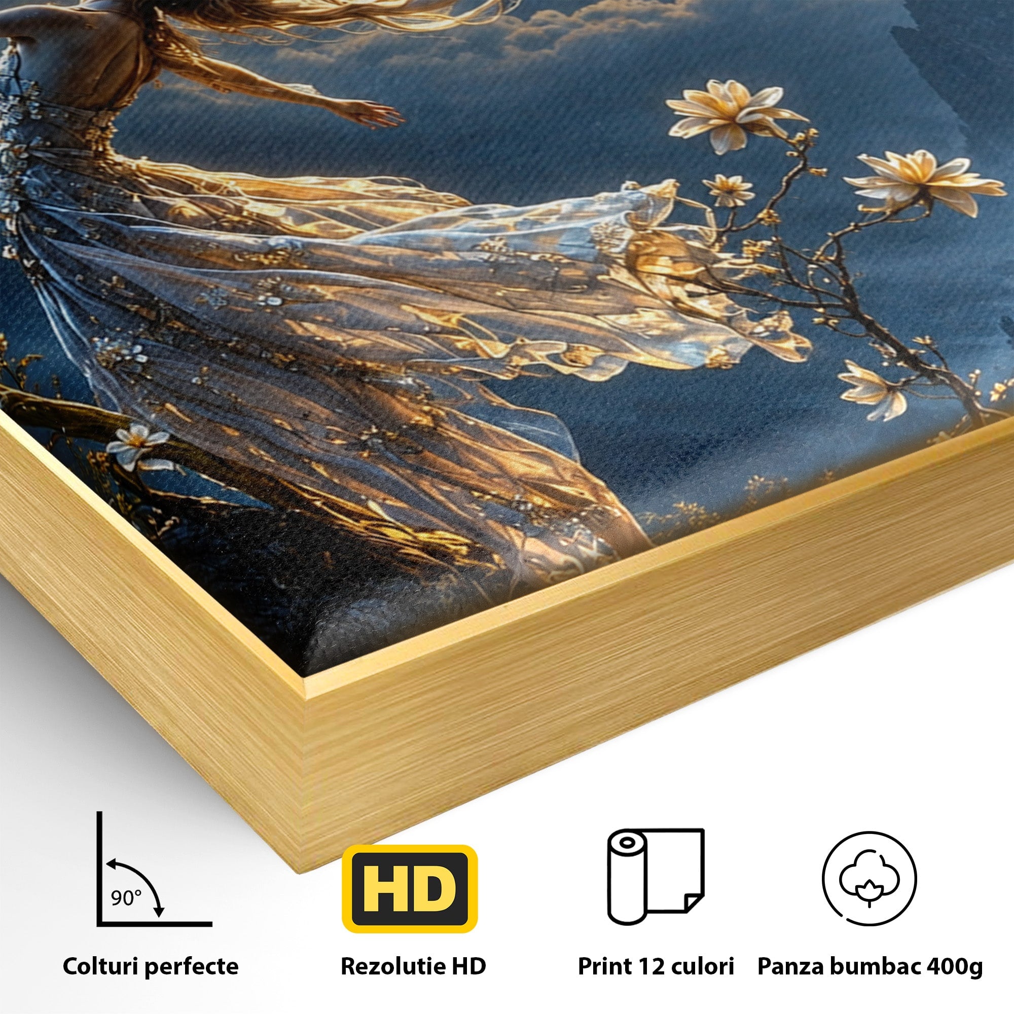 Tablou Canvas Premium LuxCanva® U1143, Dansul Lunii, Floare, Fantezie, Peisaj, Noapte, Living, Culori Vibrante